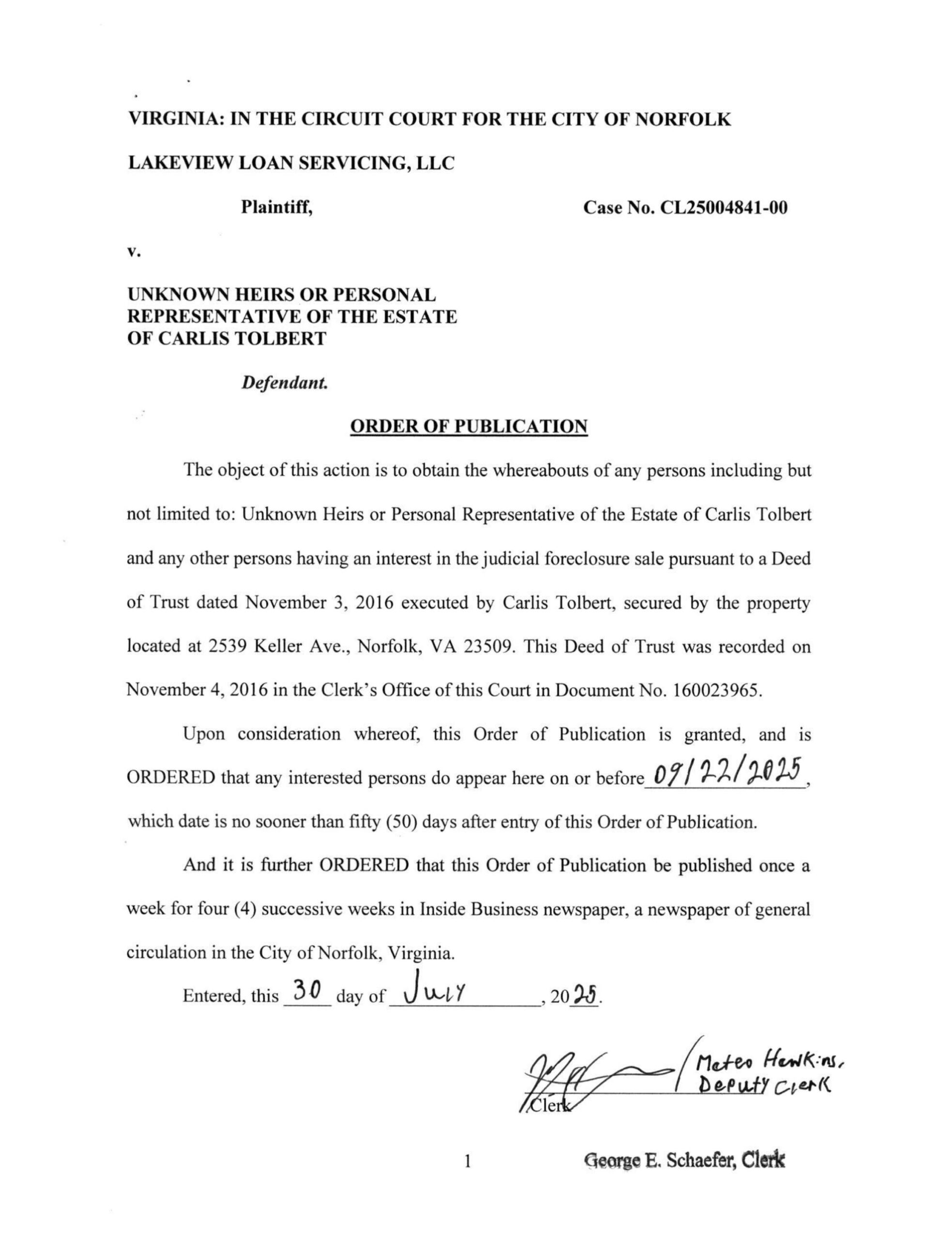 CL25-4841 Order of Publication