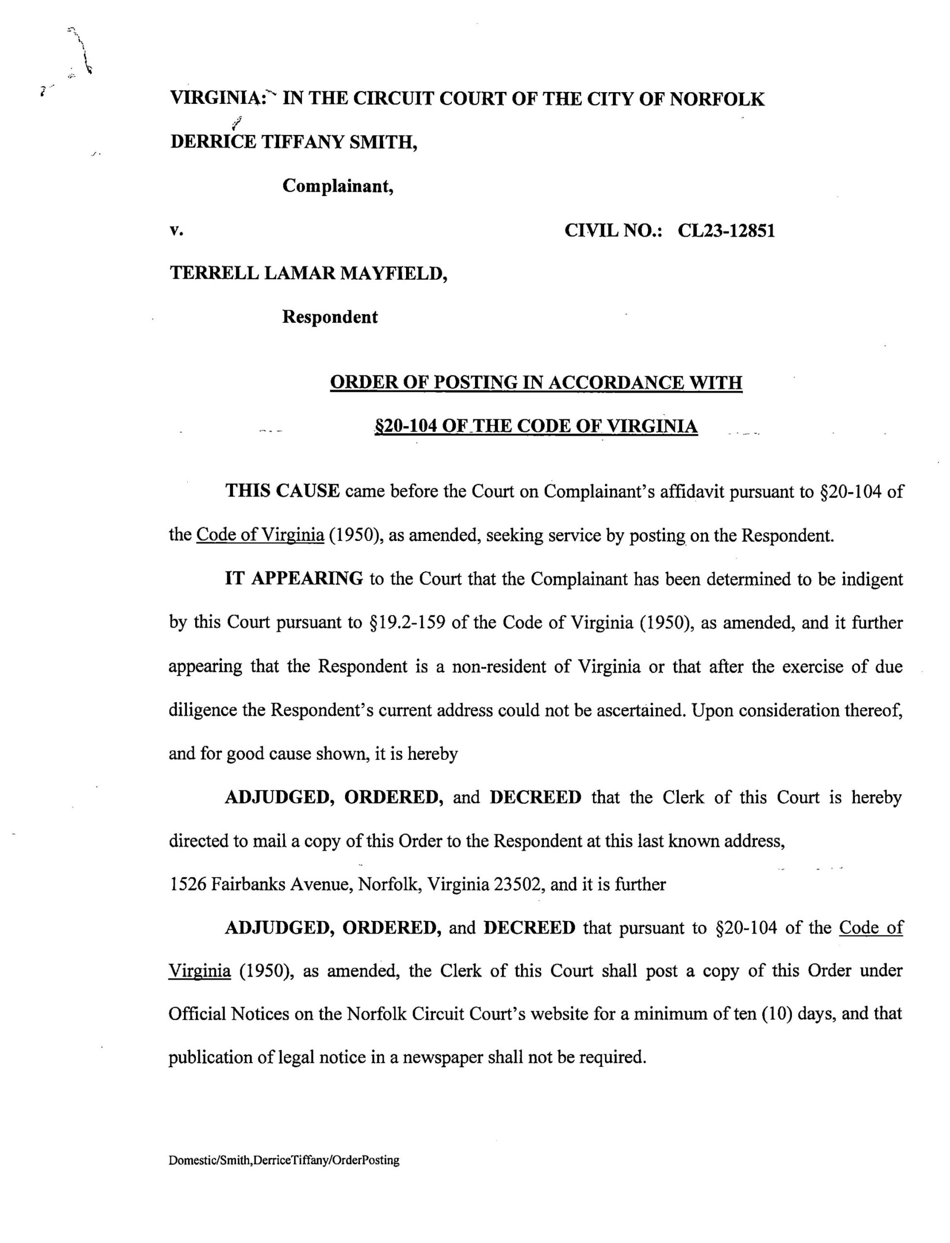 cl 23-12851 Order of Posting