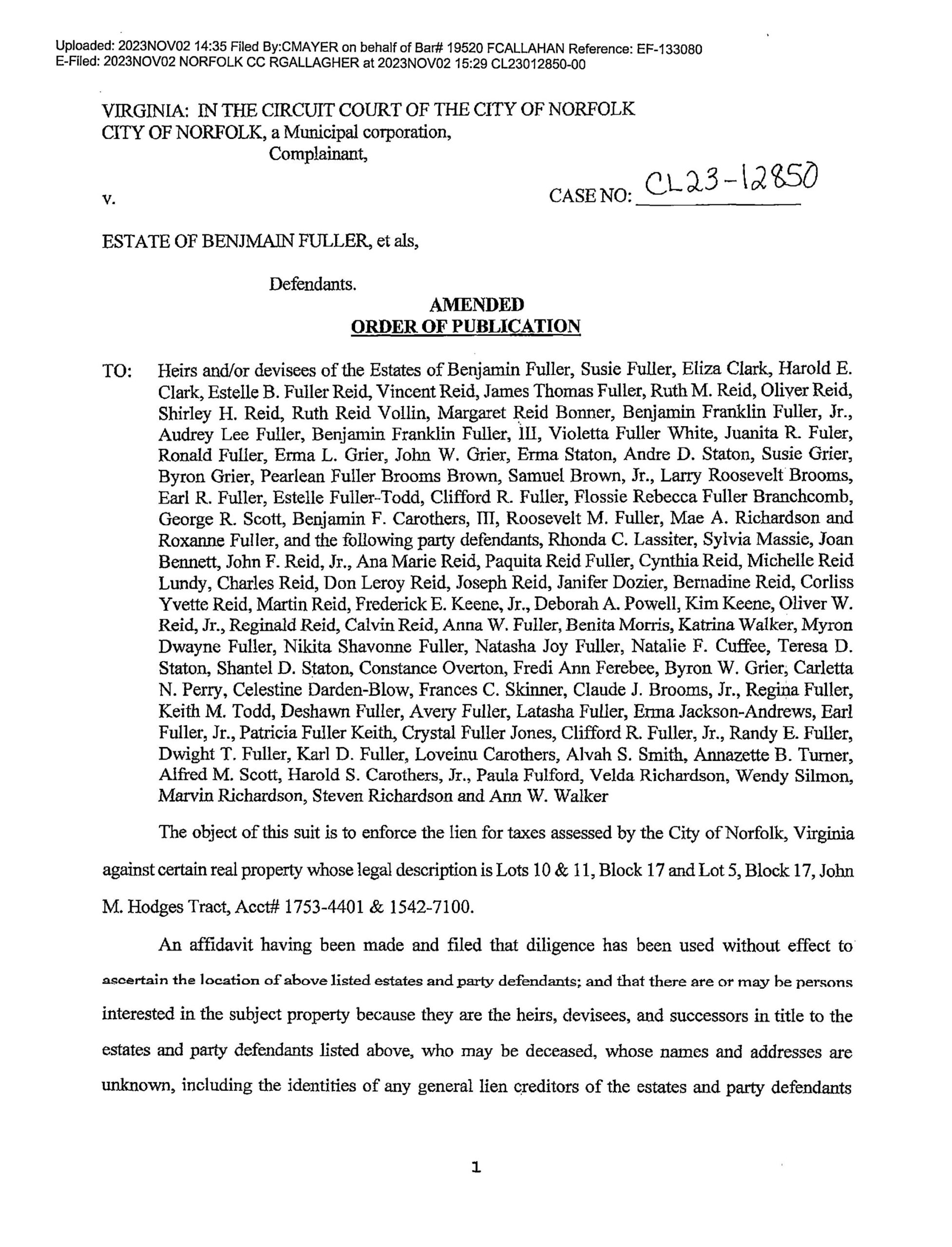 Order of Publication CL 23-12850