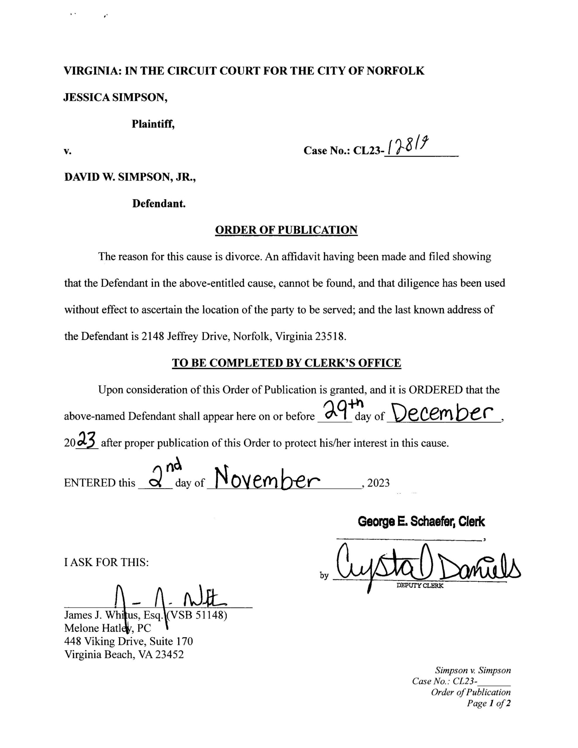 CL 23-12819 Order of Publication