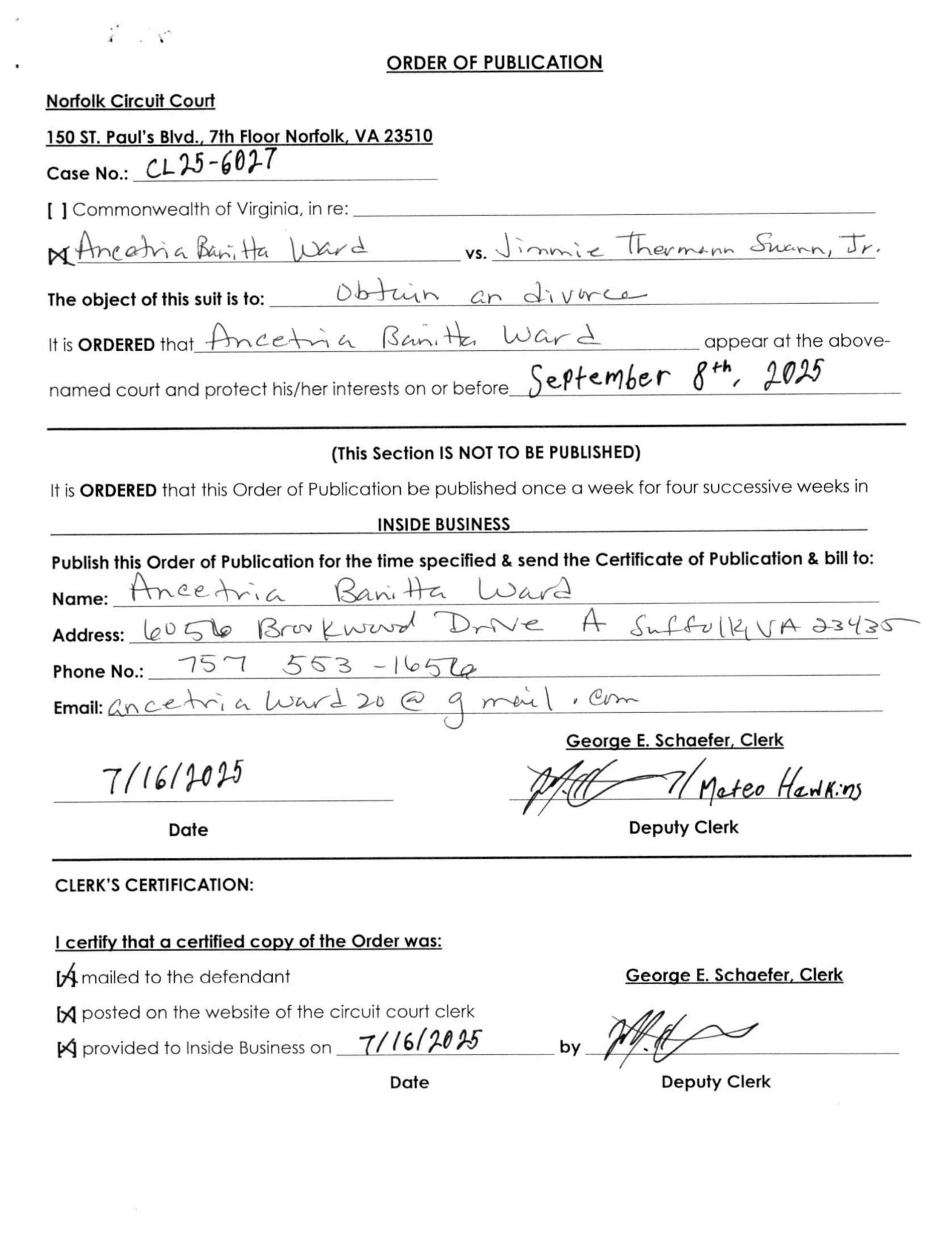 CL25-6027 Order of Publication