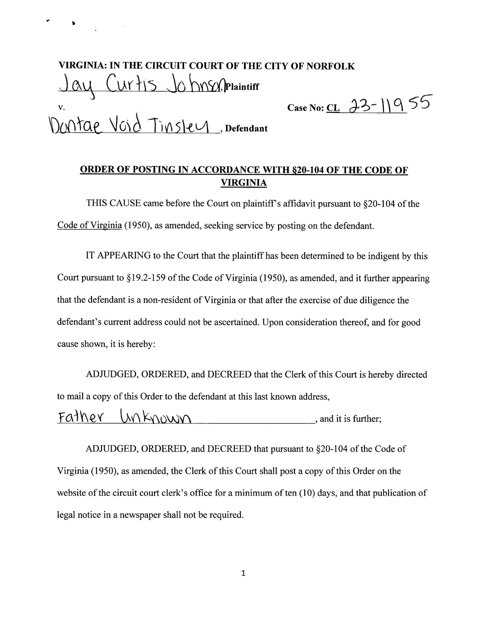 CL23-11955 ORDER OF POSTING