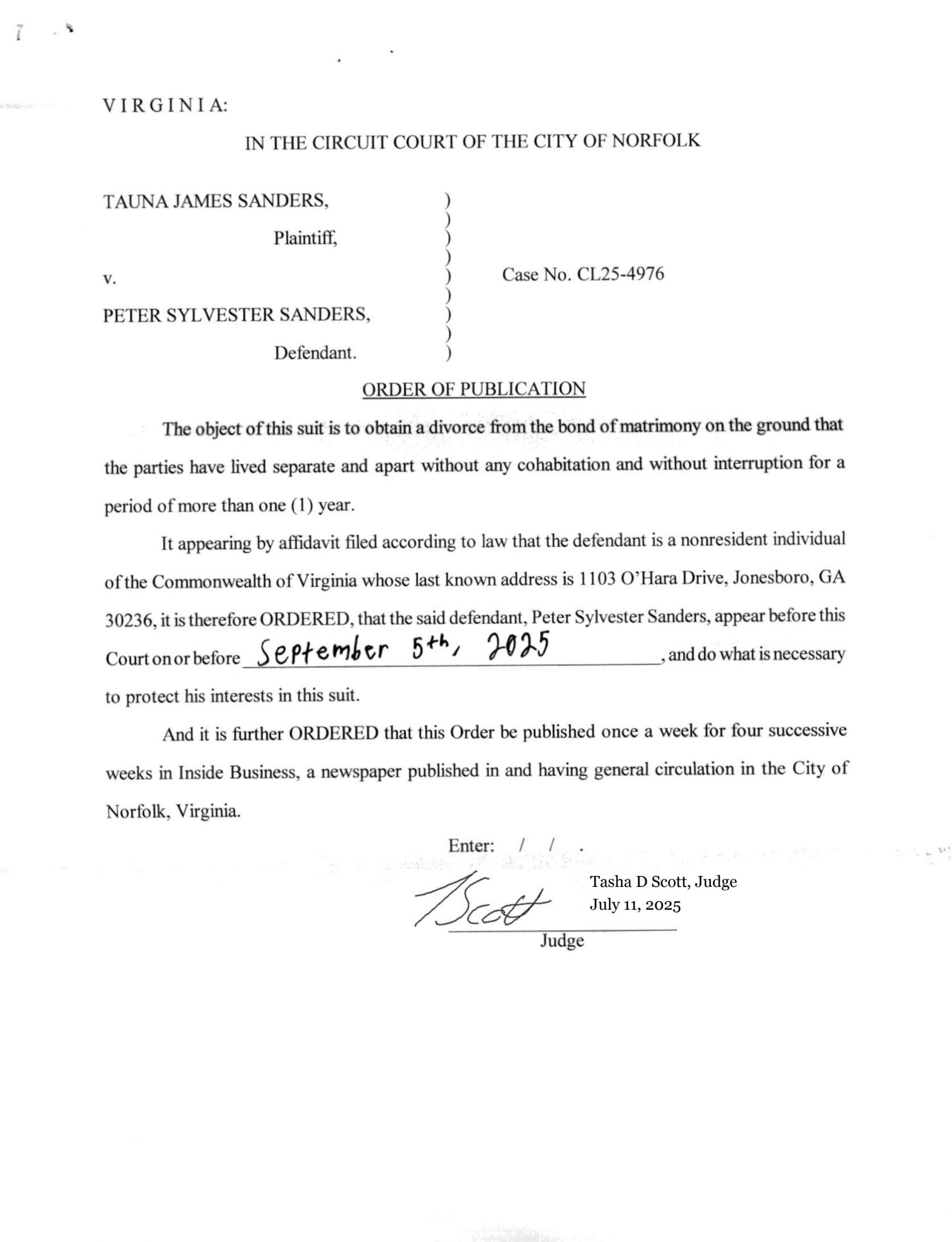 CL25-4976 Order of Publication