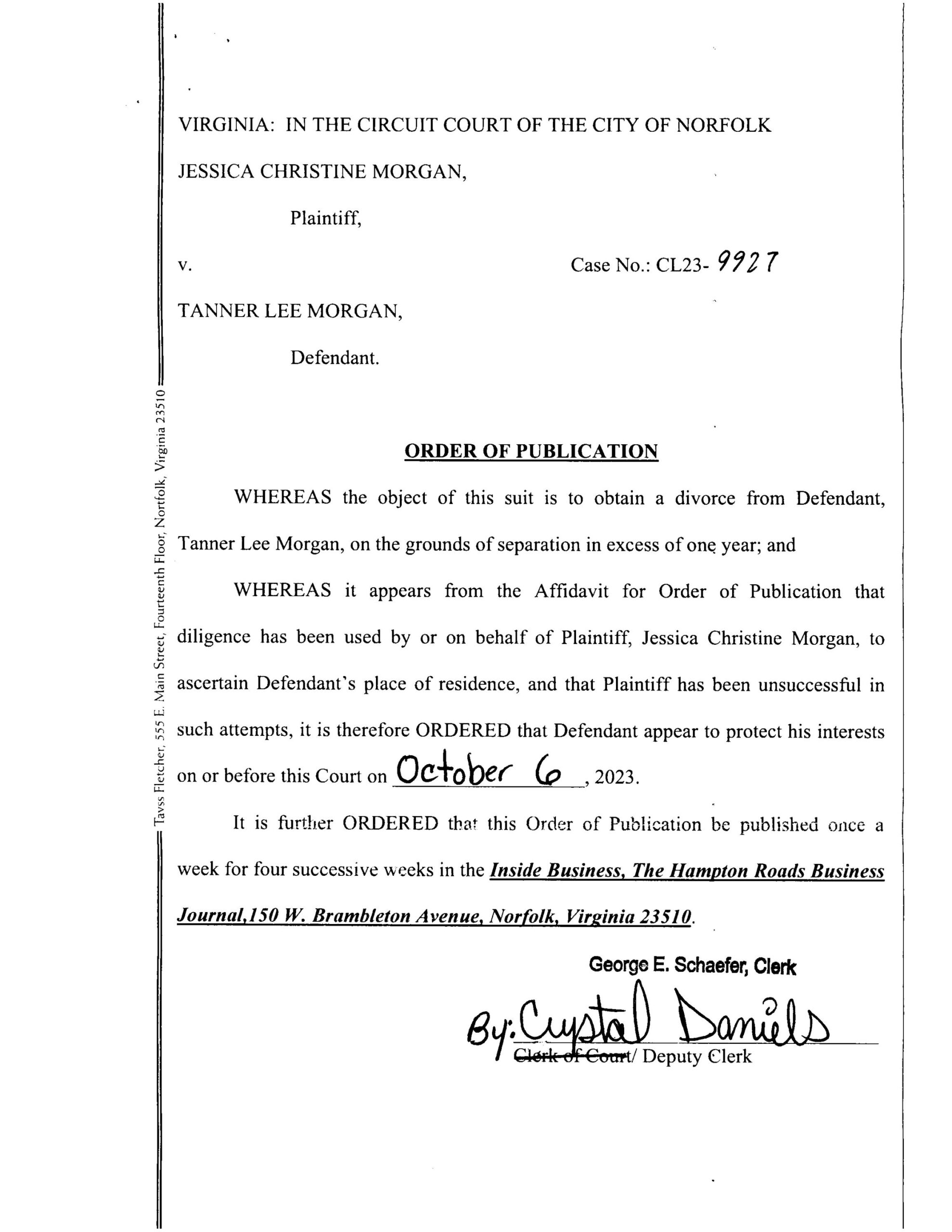 CL23-9927 ORDER OF PUBLICATION