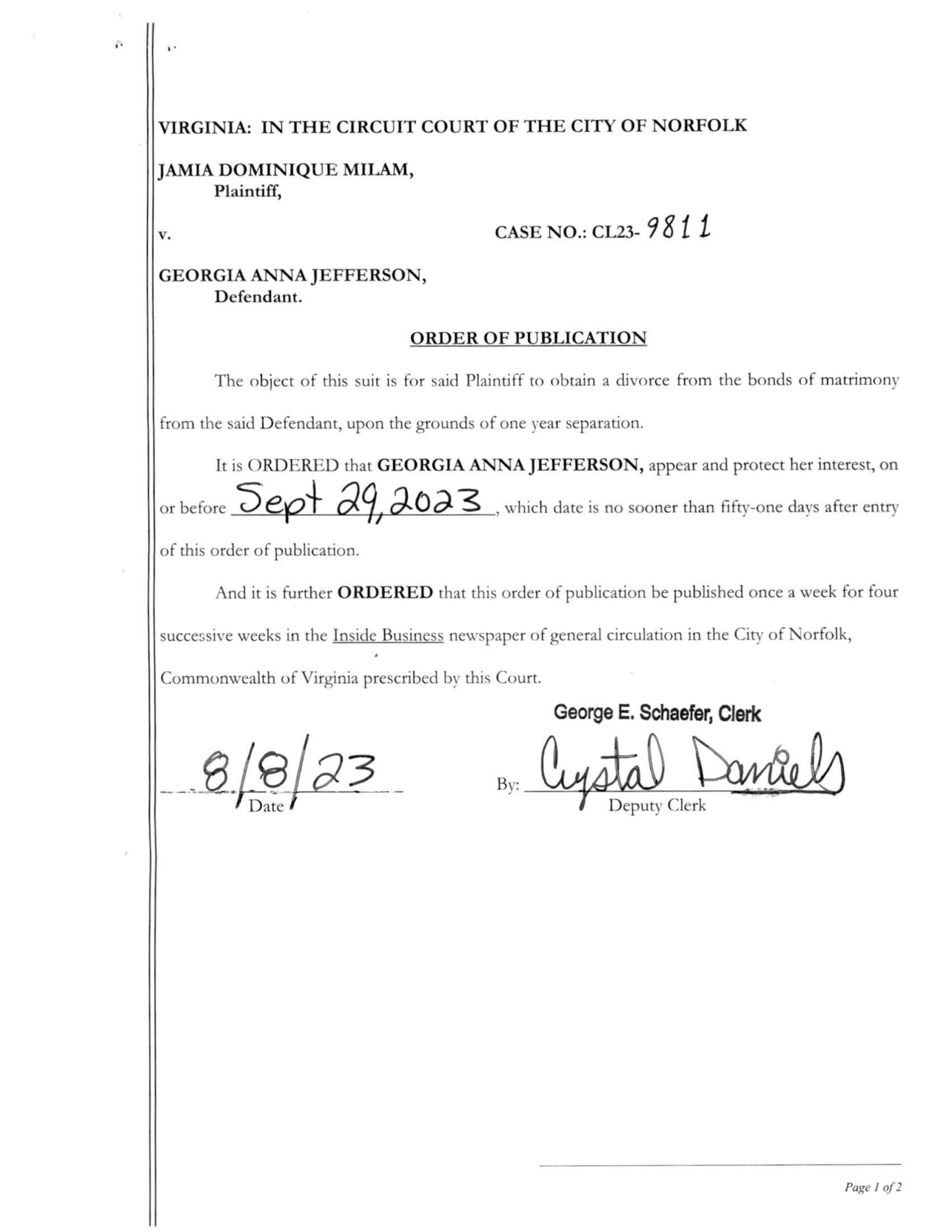 CL23-9811 ORDER OF PUBLICATION