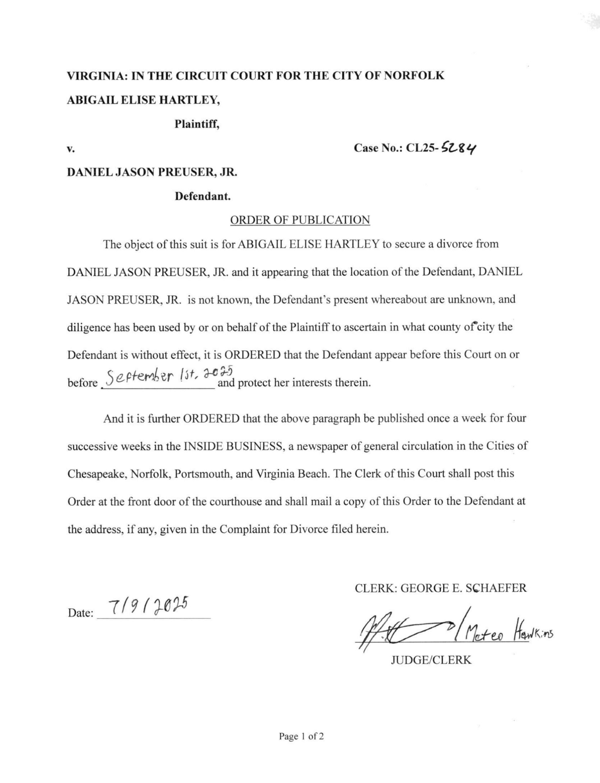 CL25-5284 Order of Publication