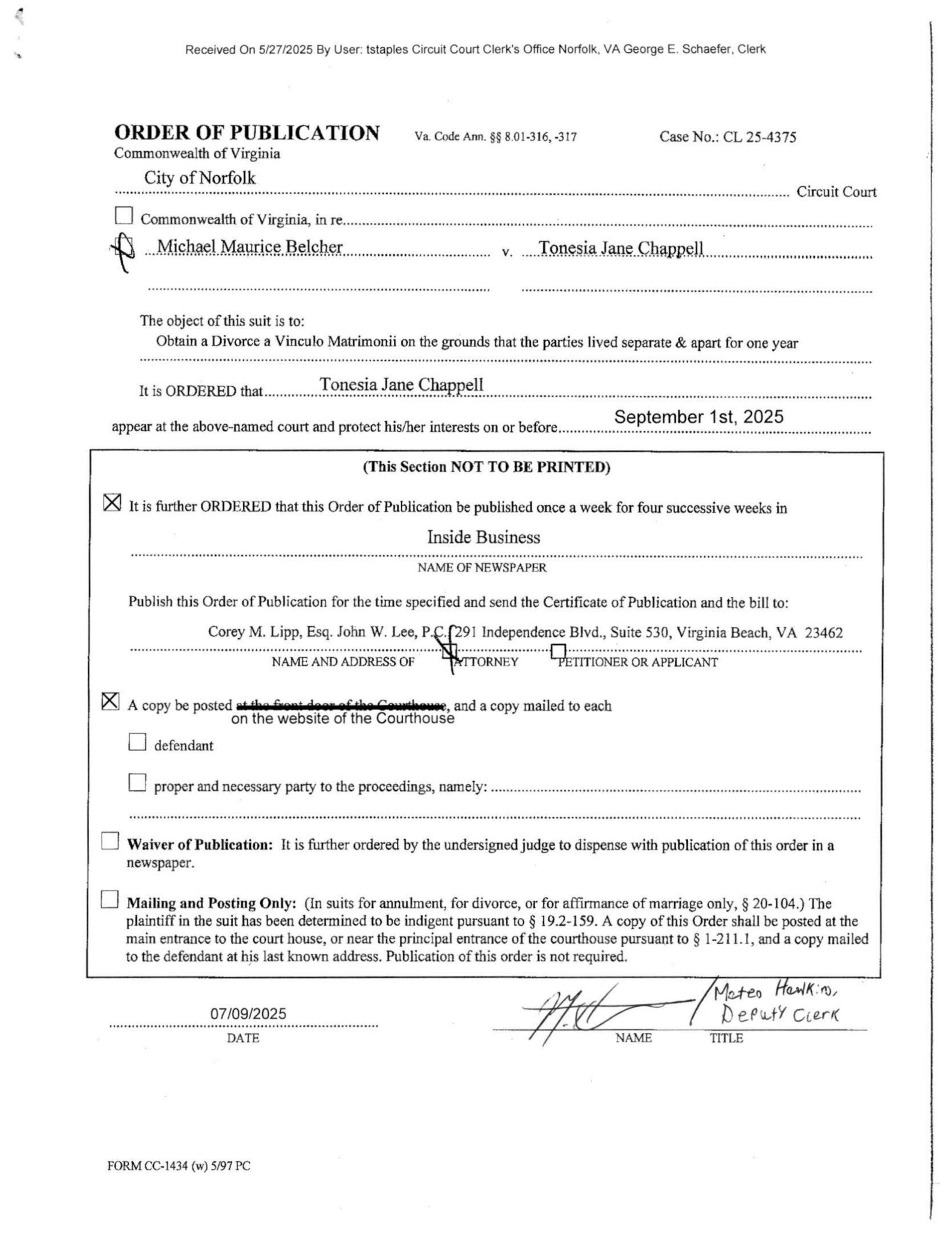 CL25-4375 Order of Publication