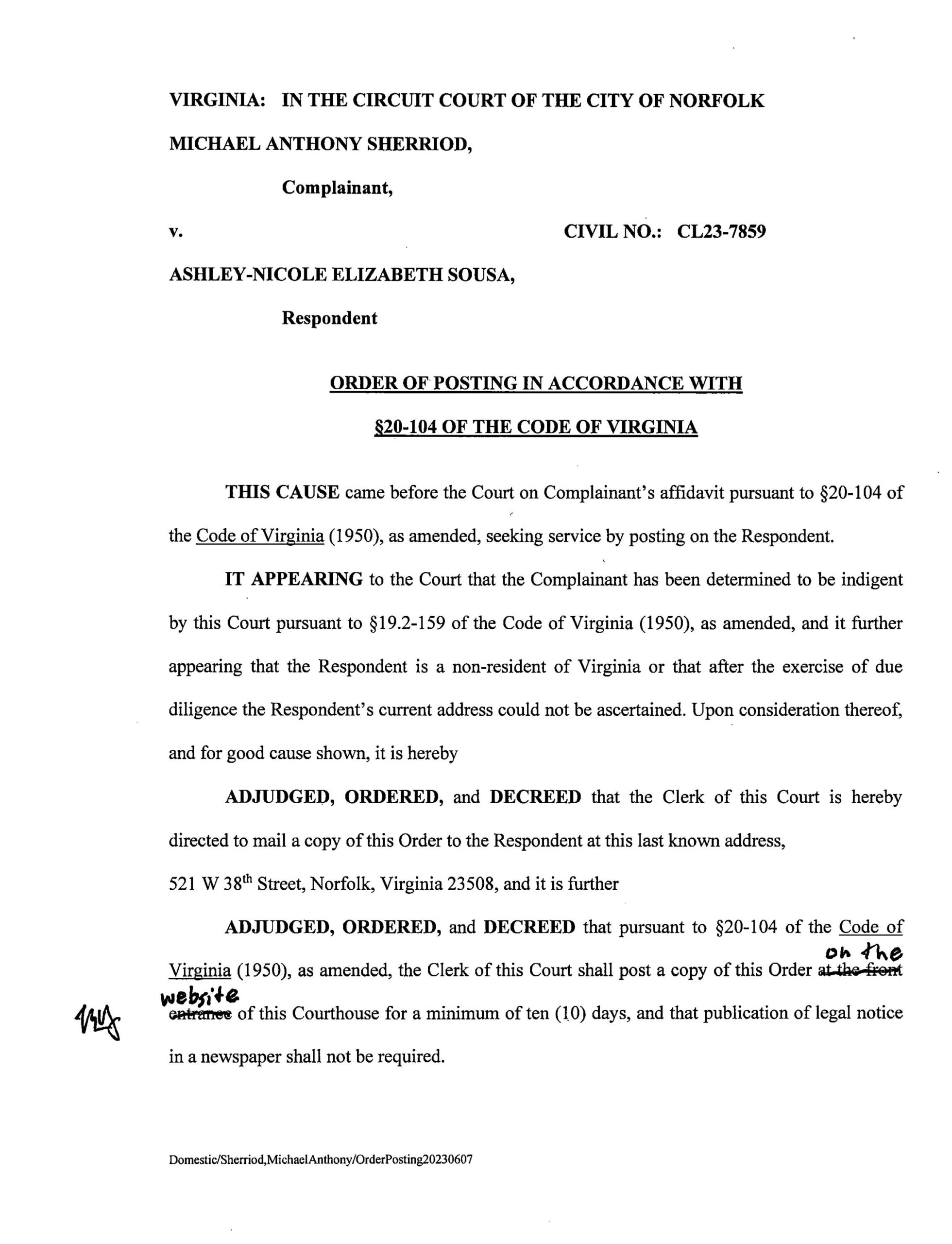 CL 23-7859 Order of Posting