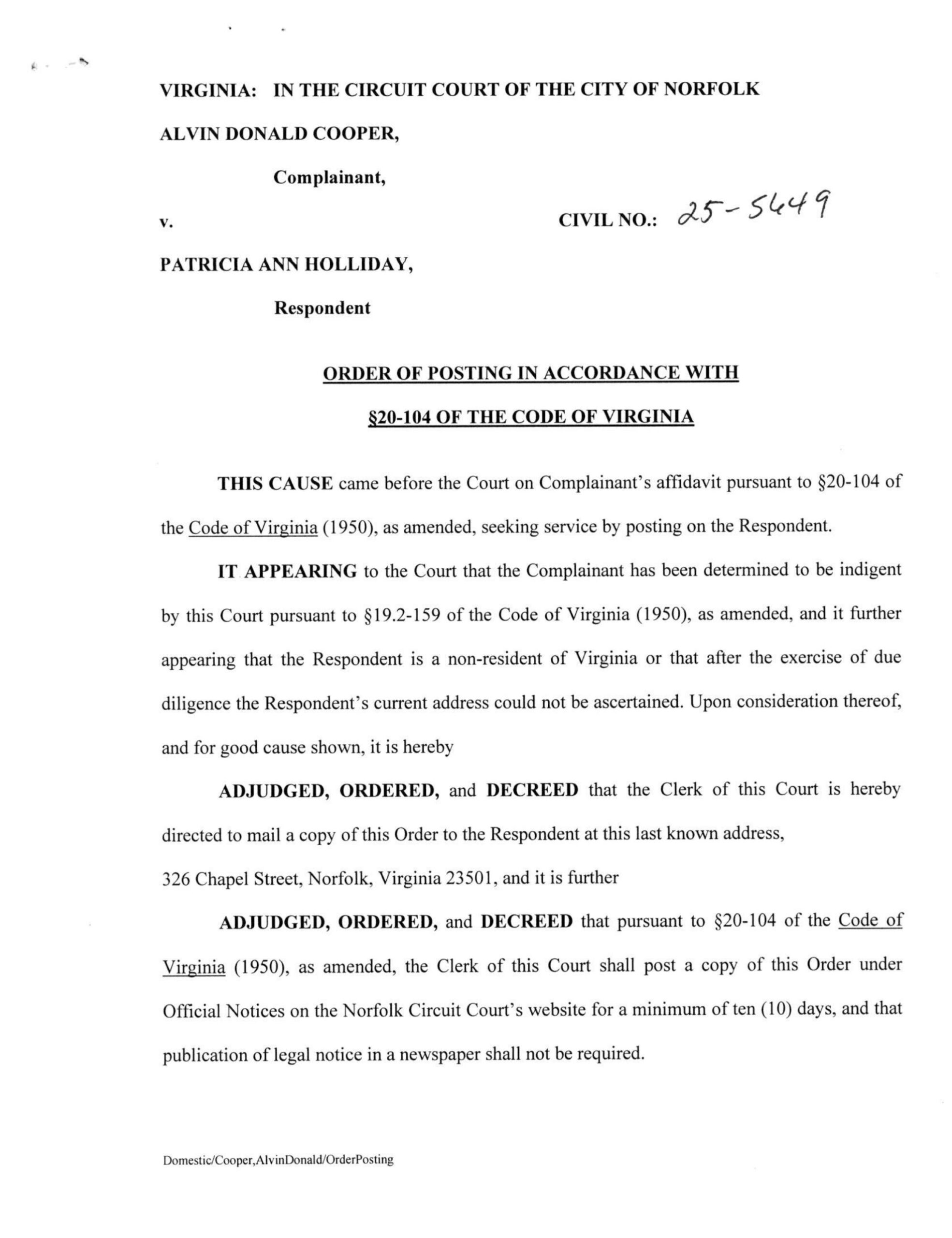 CL25-5649 Order of Posting