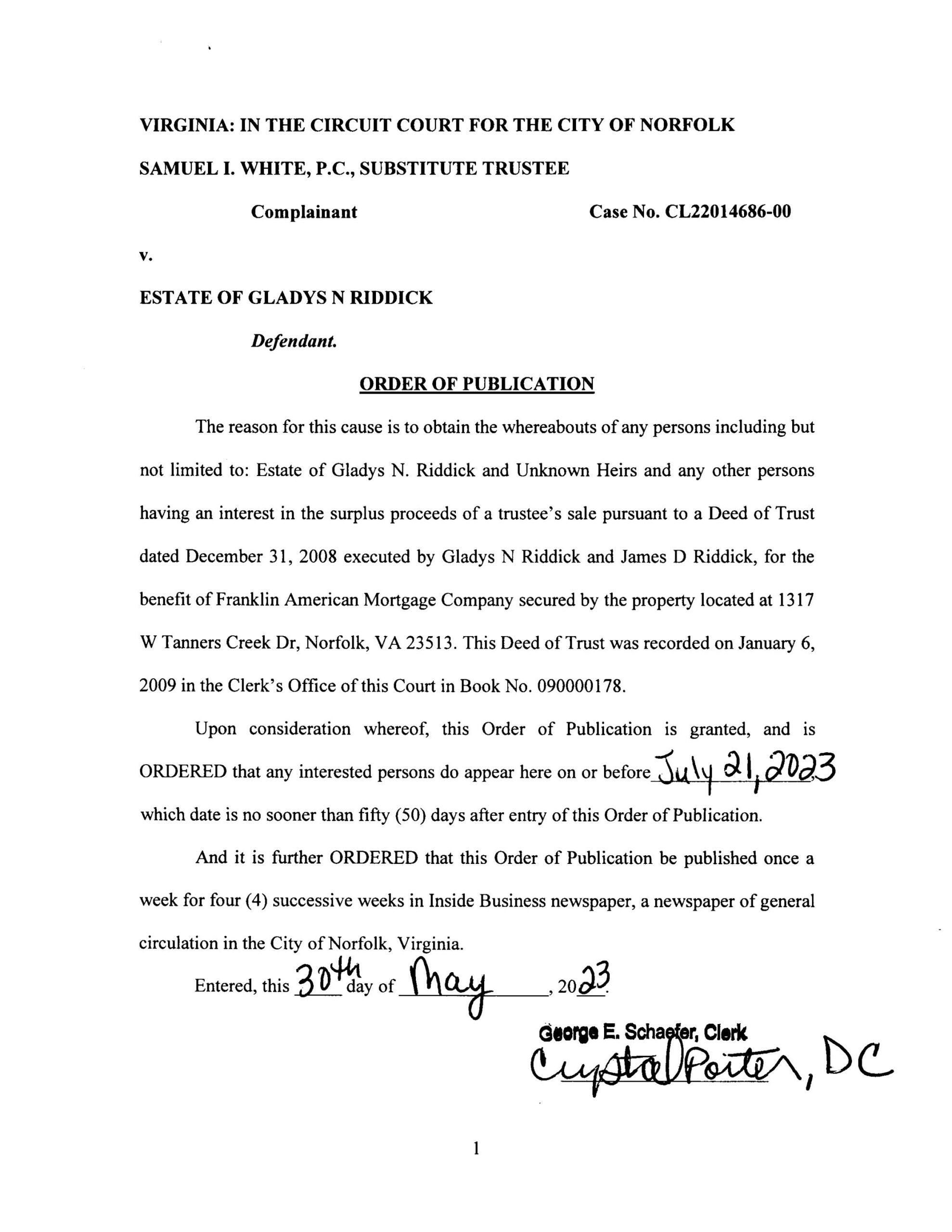 CL22-14686 Order of Publication