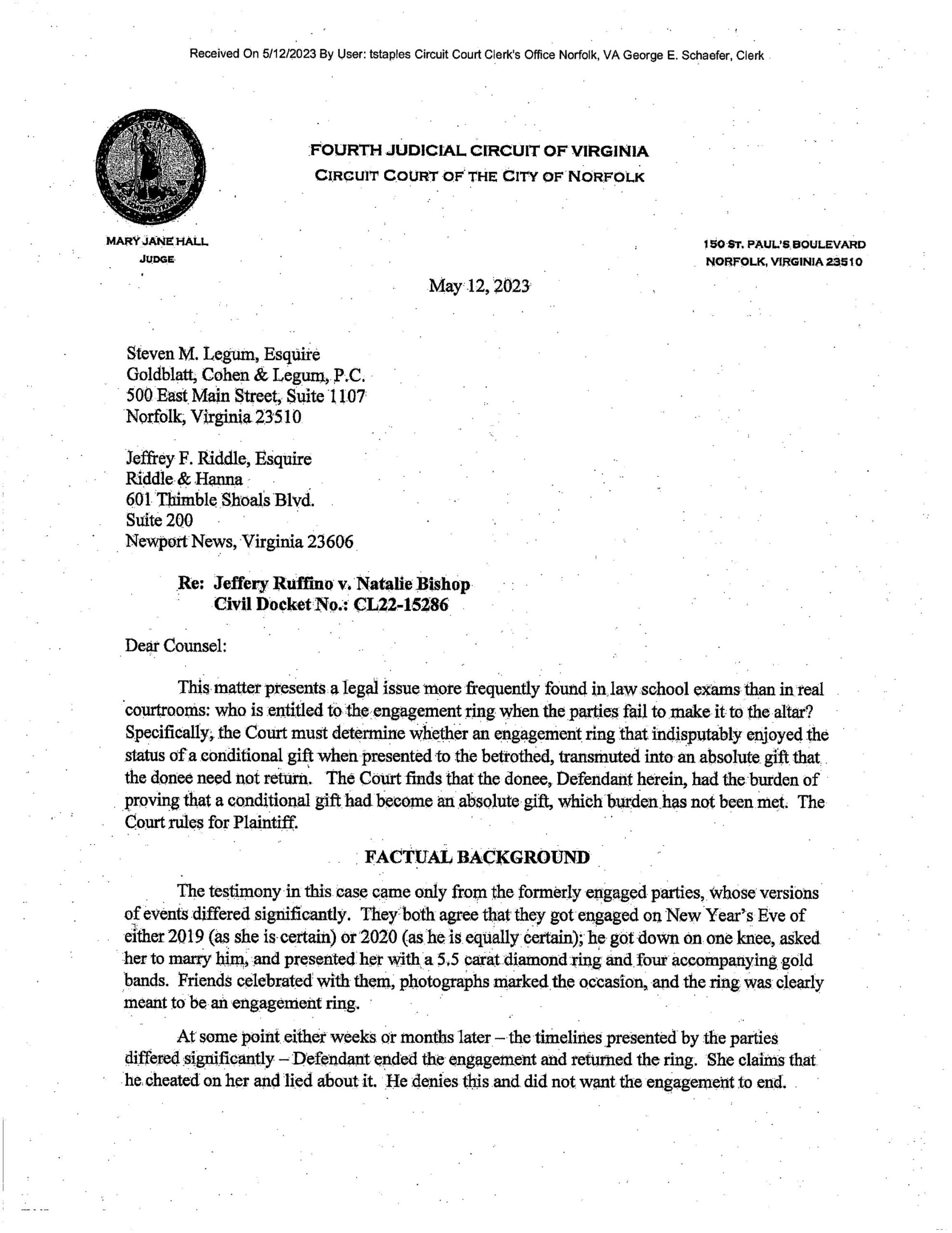 Jeffery Ruffino v. Natalie Bishop