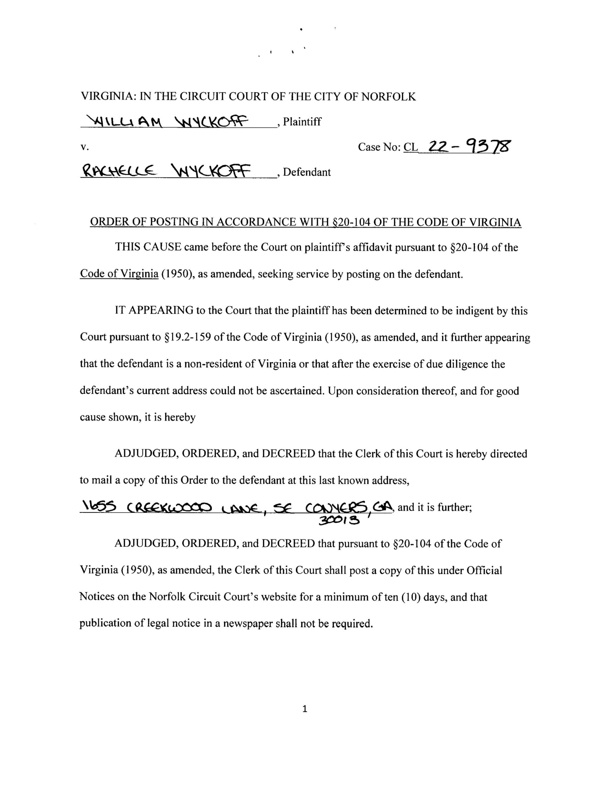 CL22-9378 ORDER OF POSTING