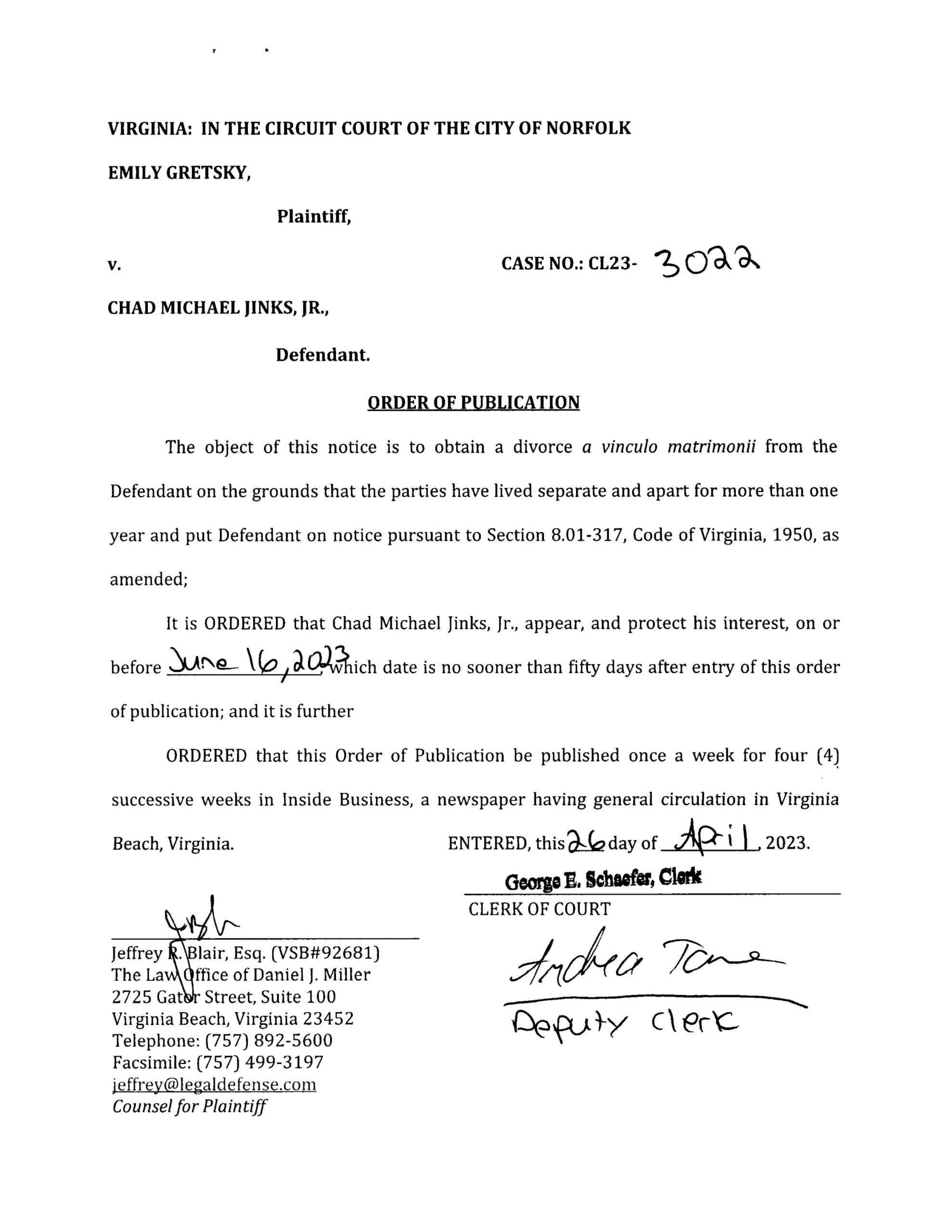 CL23-3022 ORDER OF PUBLICATION