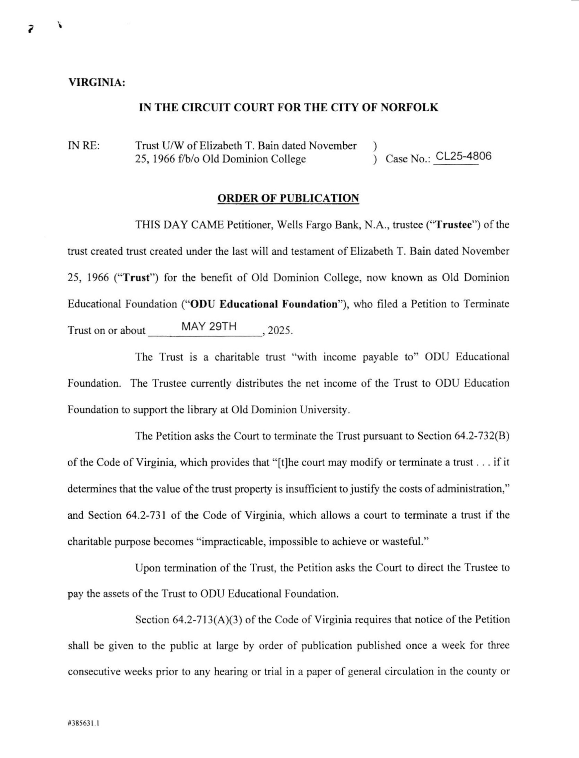 CL25-4806 Order of Publication