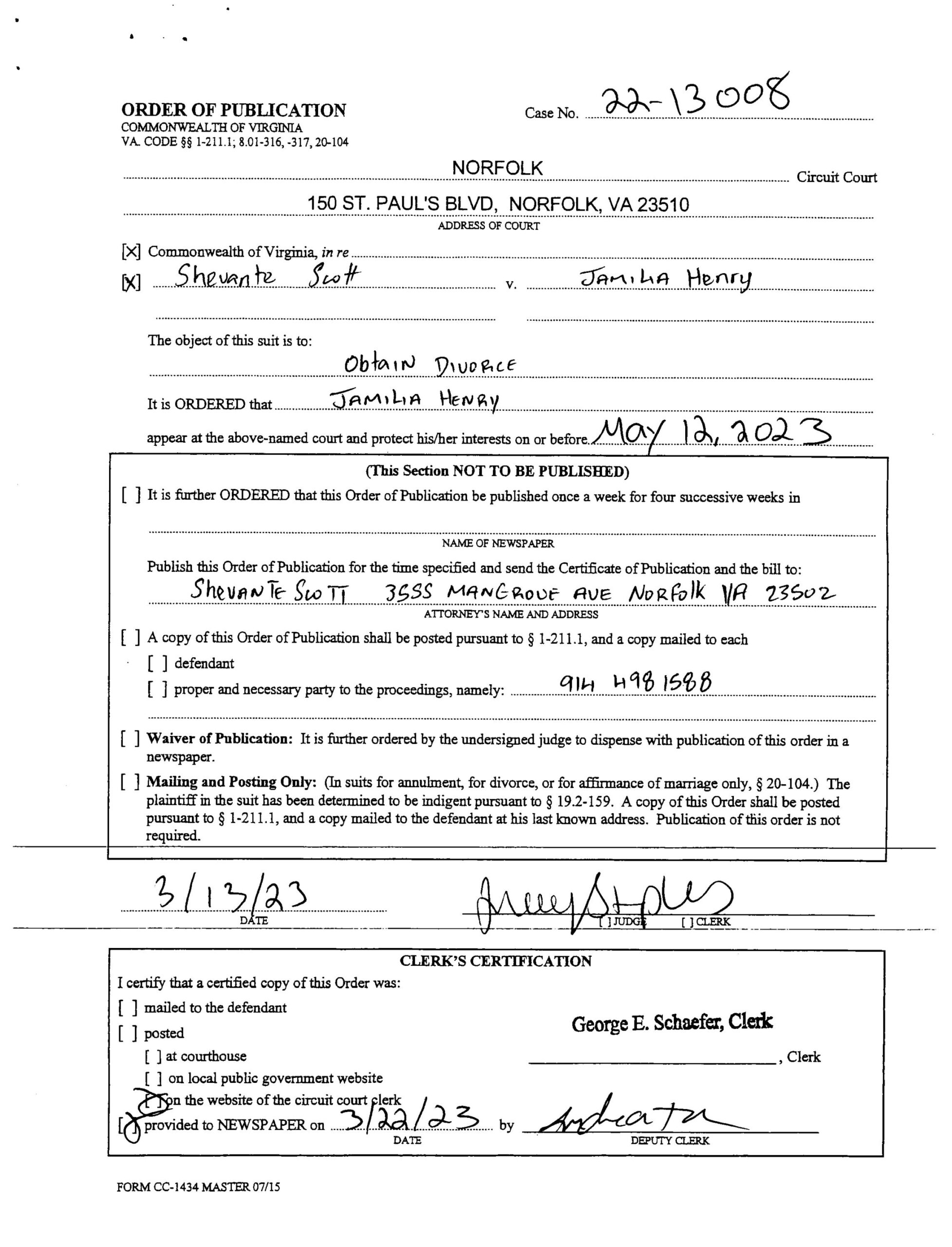 CL22-13008 ORDER OF PUBLICATION