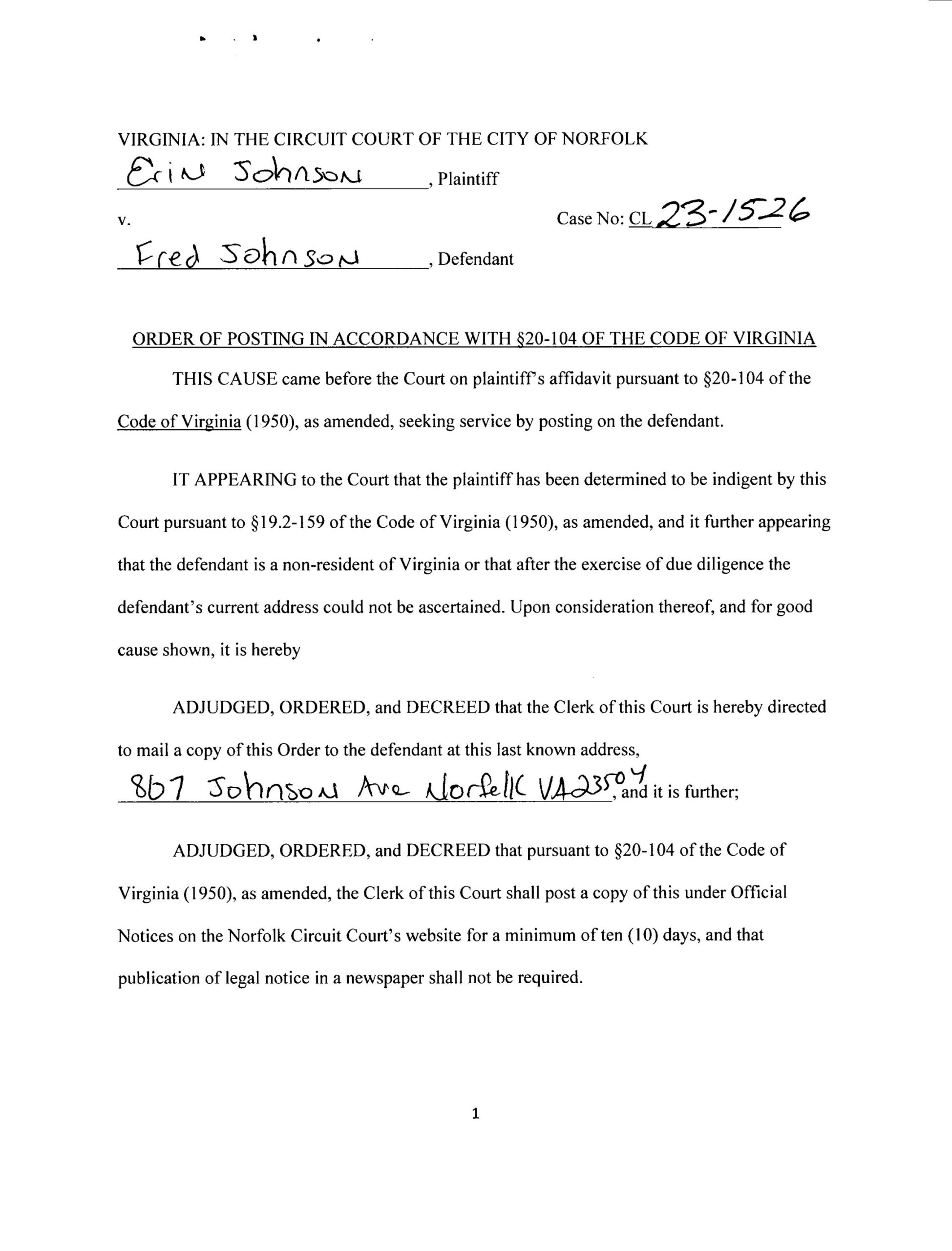 CL23-1526 ORDER OF POSTING