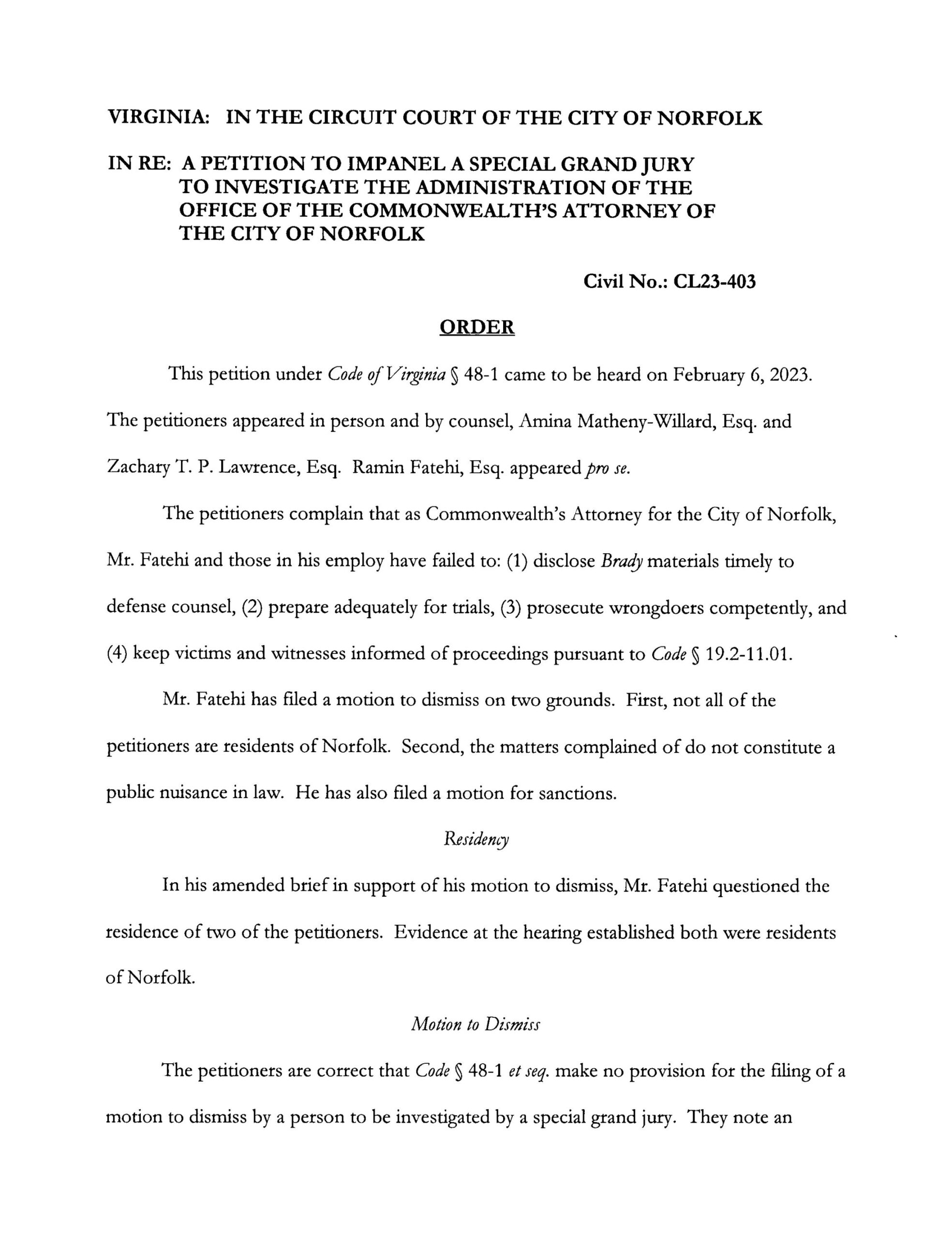 CL23-403 – Special Grand Jury Request