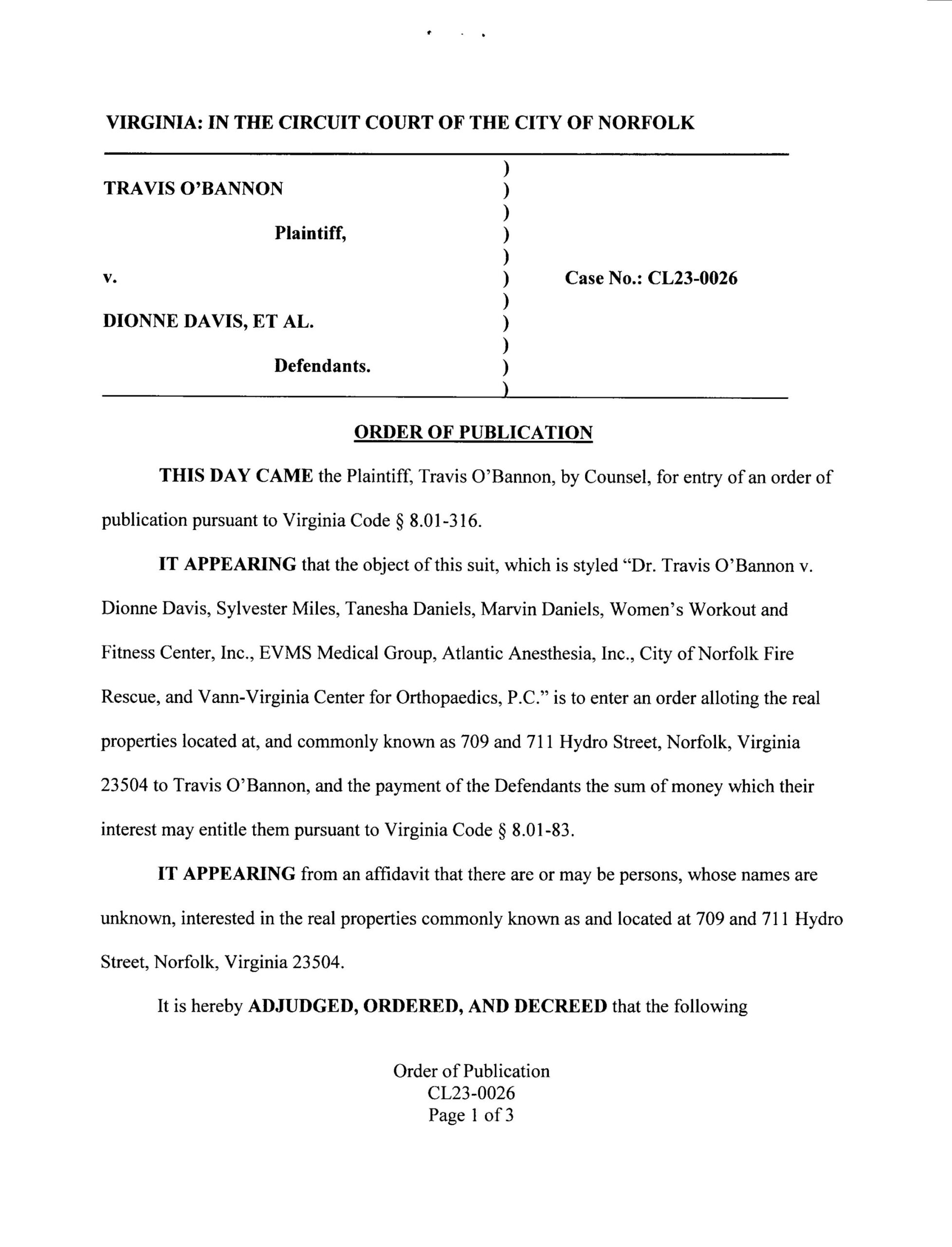 CL23-26 ORDER OF PUBLICATION