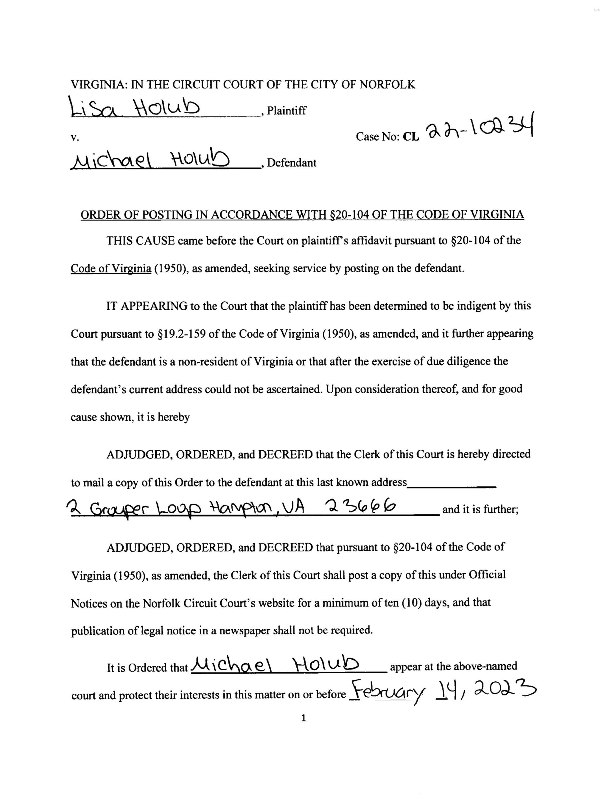 CL22-10234 ORDER OF POSTING
