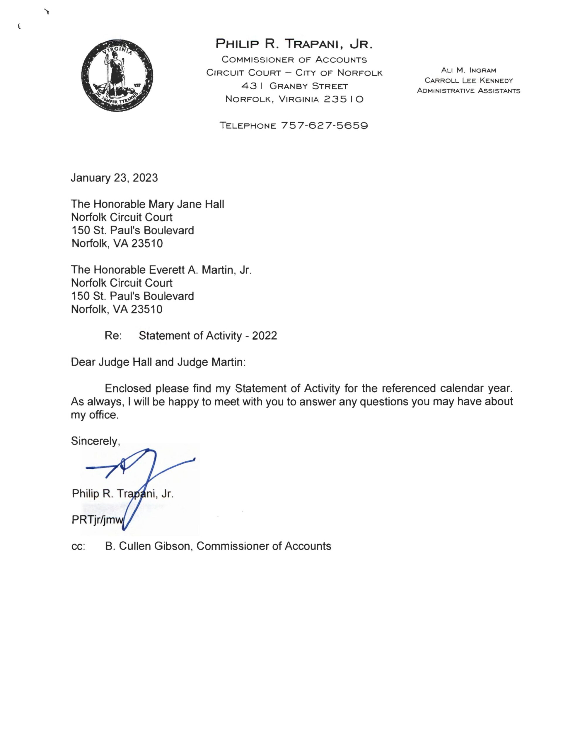 PRT-Commissioner of Accounts 2022 statement