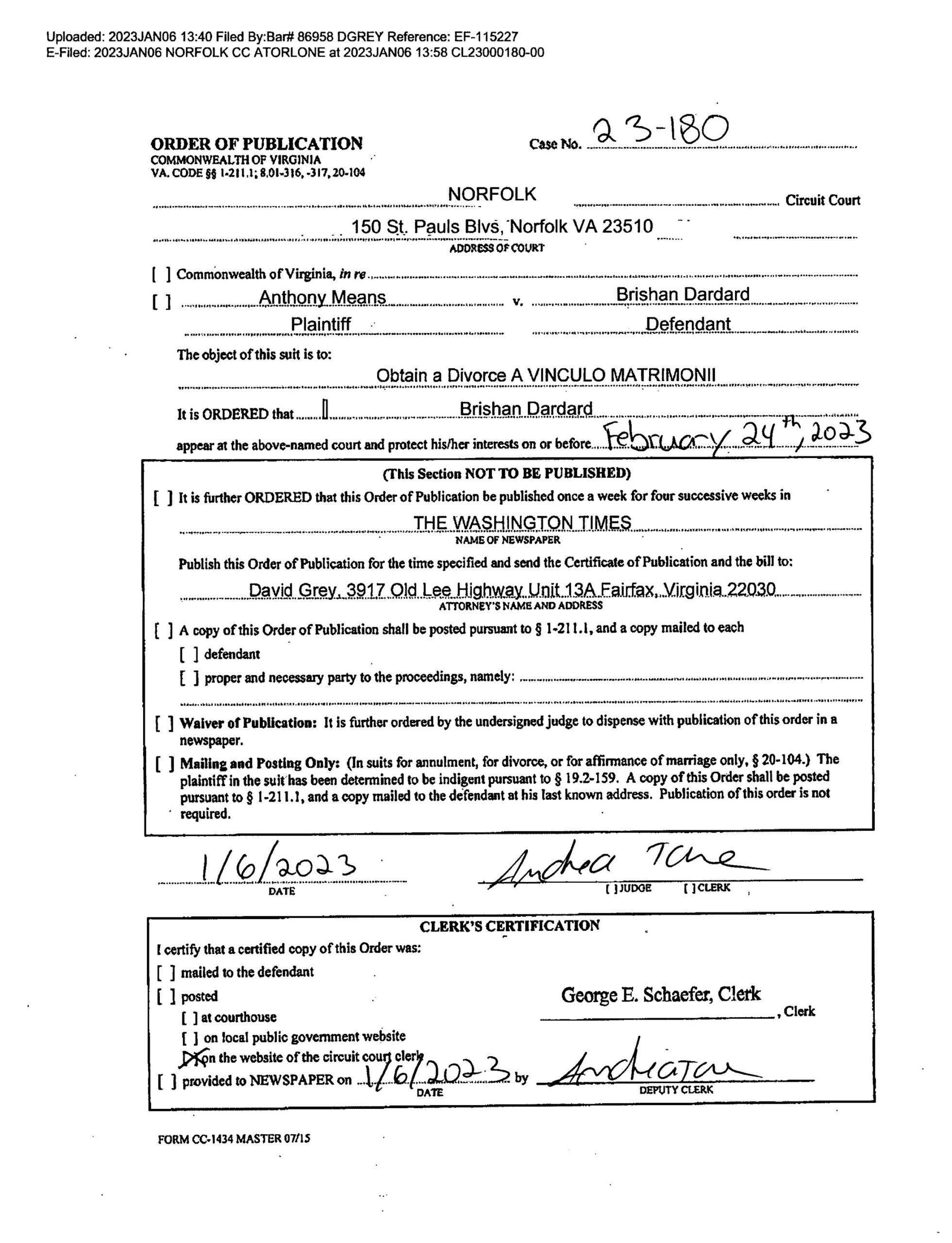 CL23-180 ORDER OF PUBLICATION