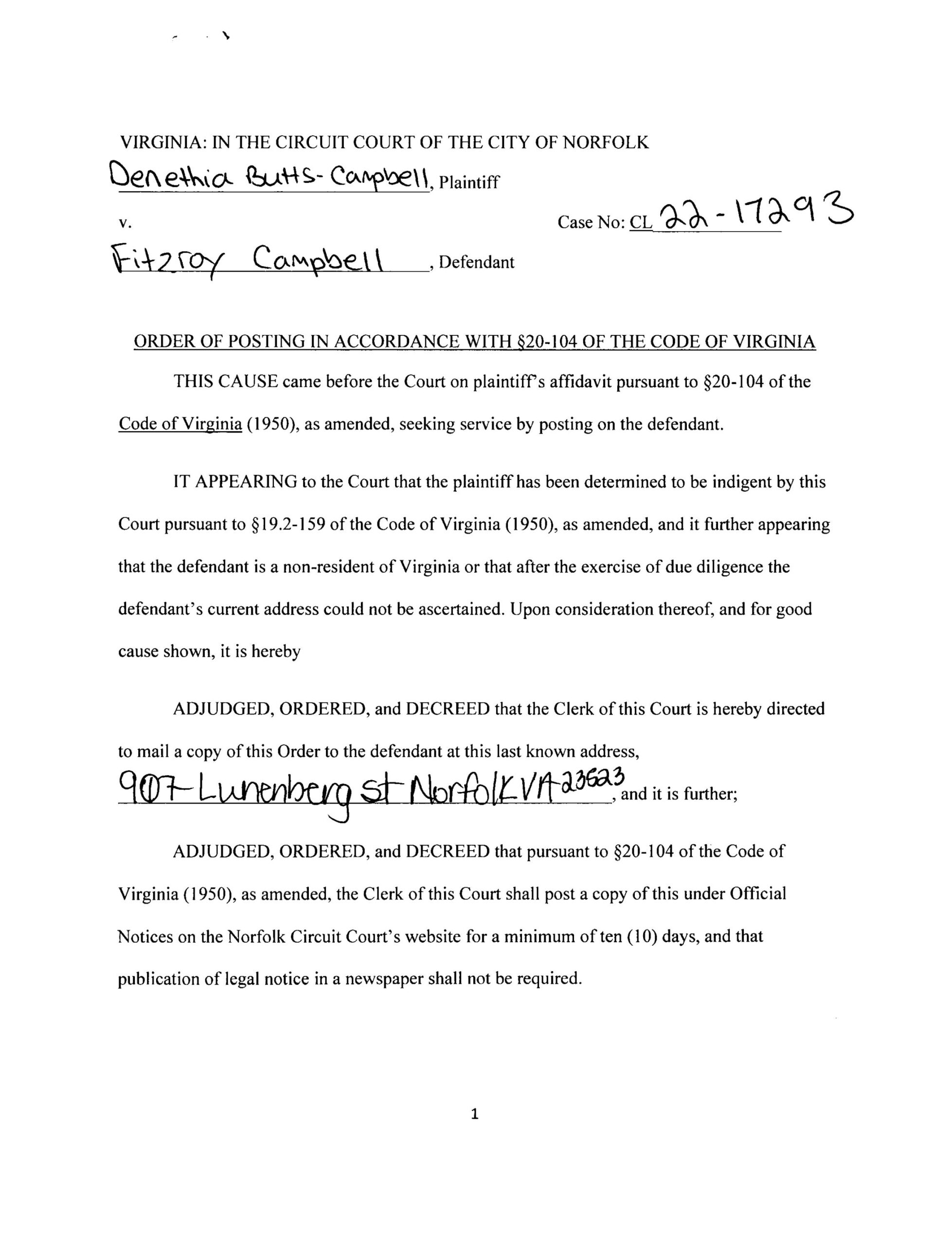 CL22-17293 ORDER OF POSTING