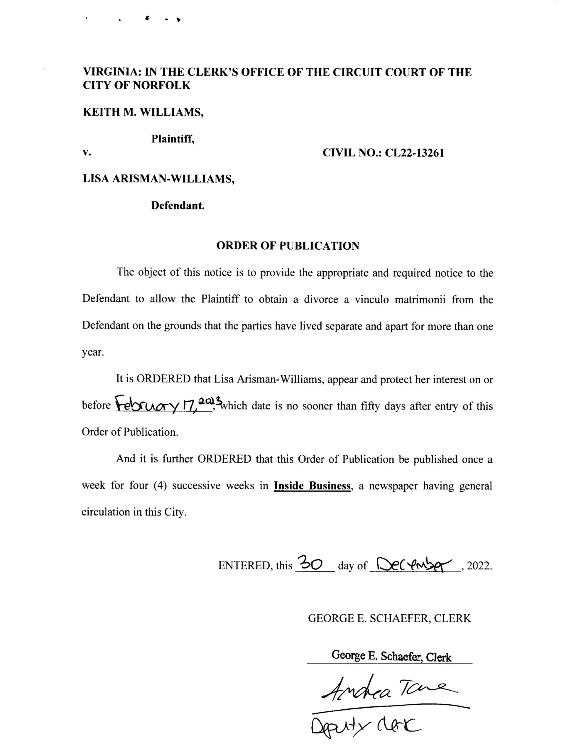 Order of Publication