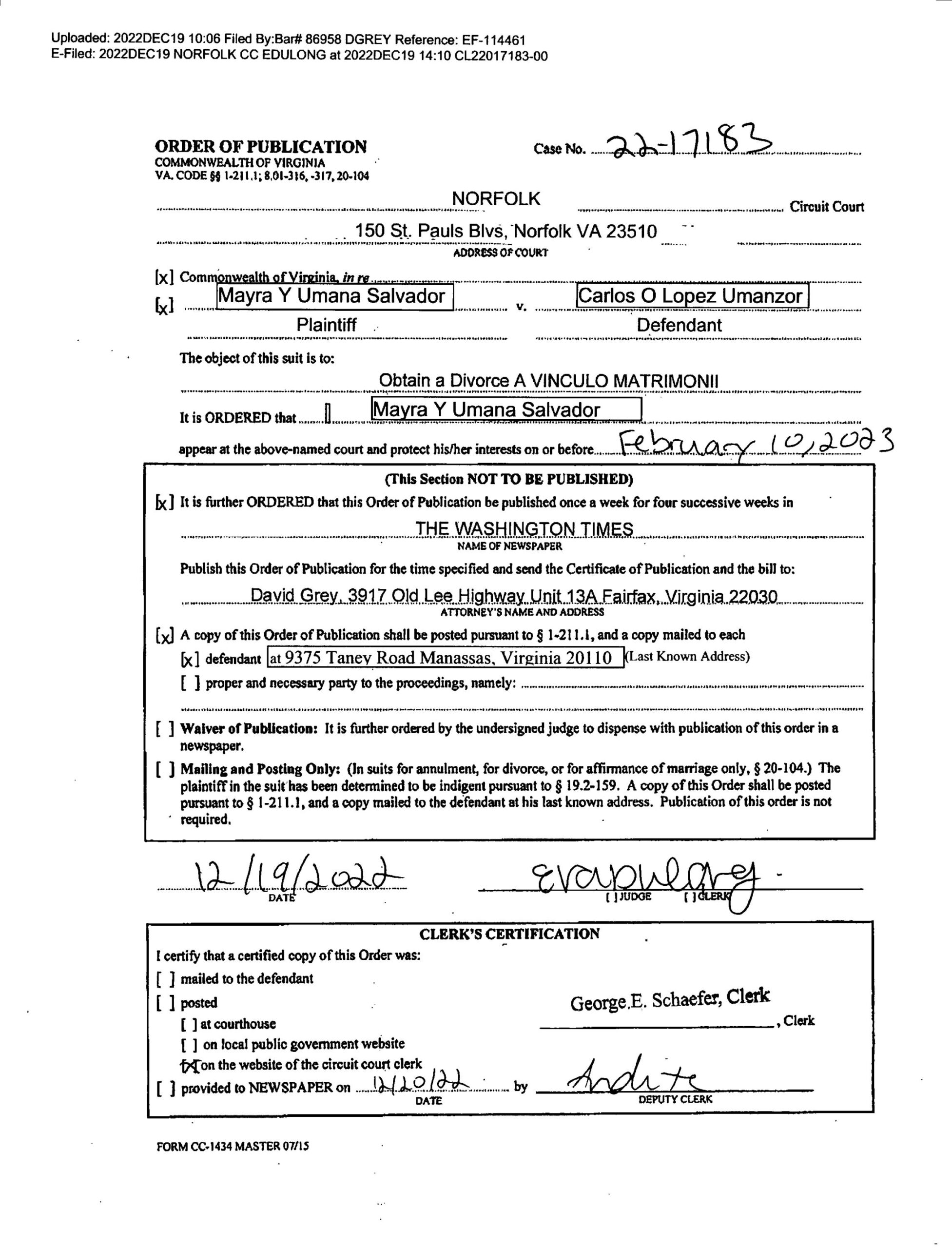 CL22-17183 ORDER OF PUBLICATION