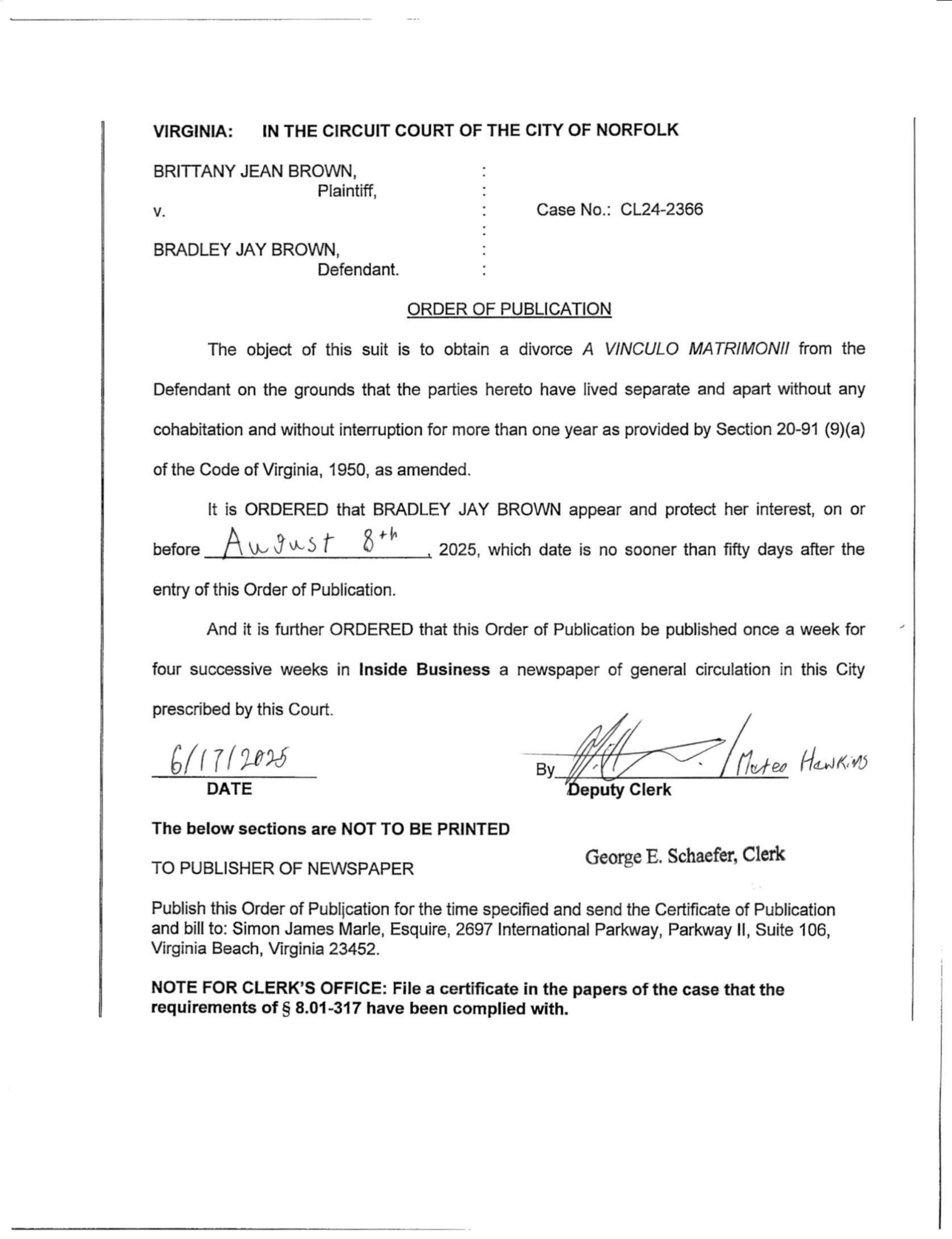 CL25-2366 Order of Publication