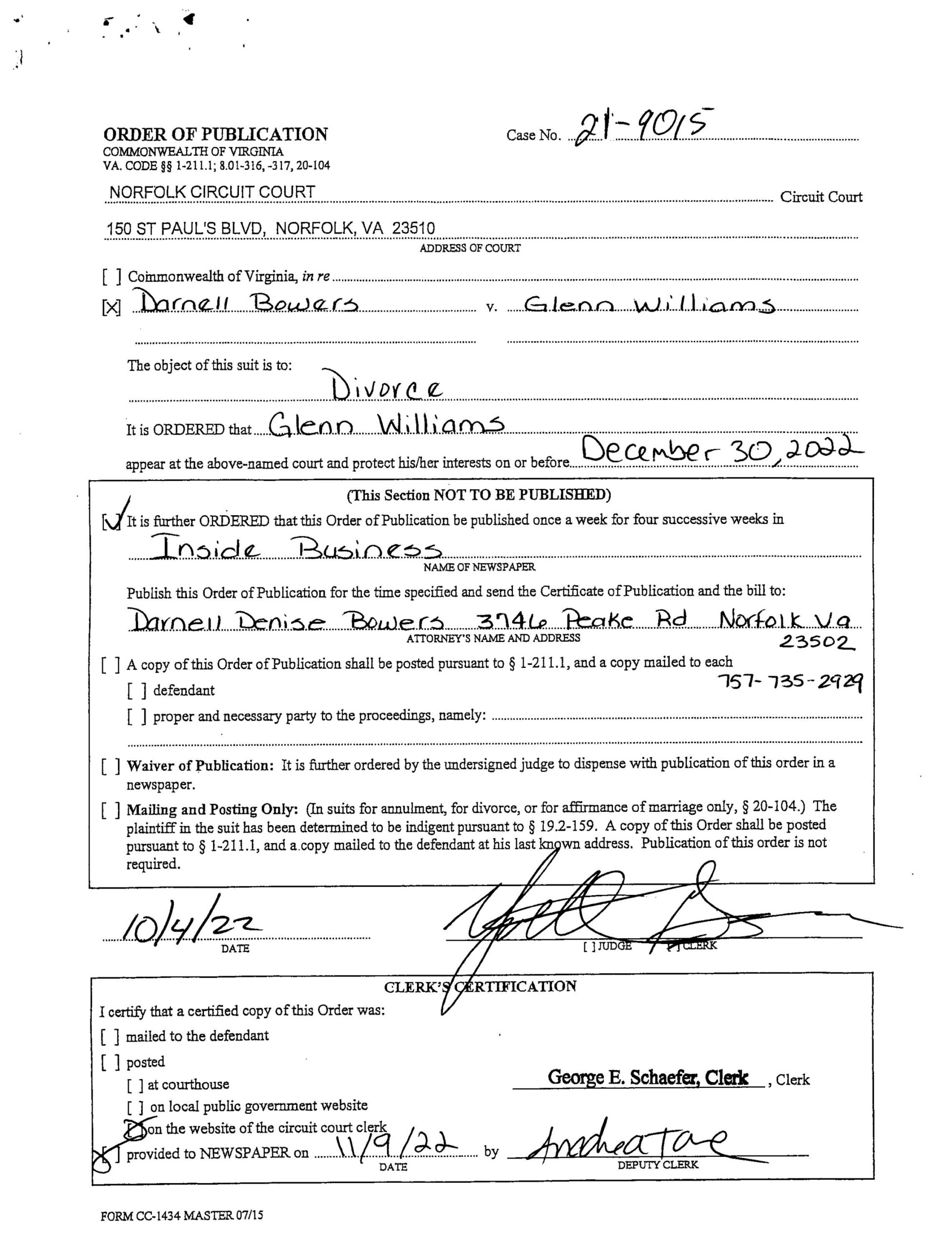 CL21-9015 ORDER OF PUBLICATION