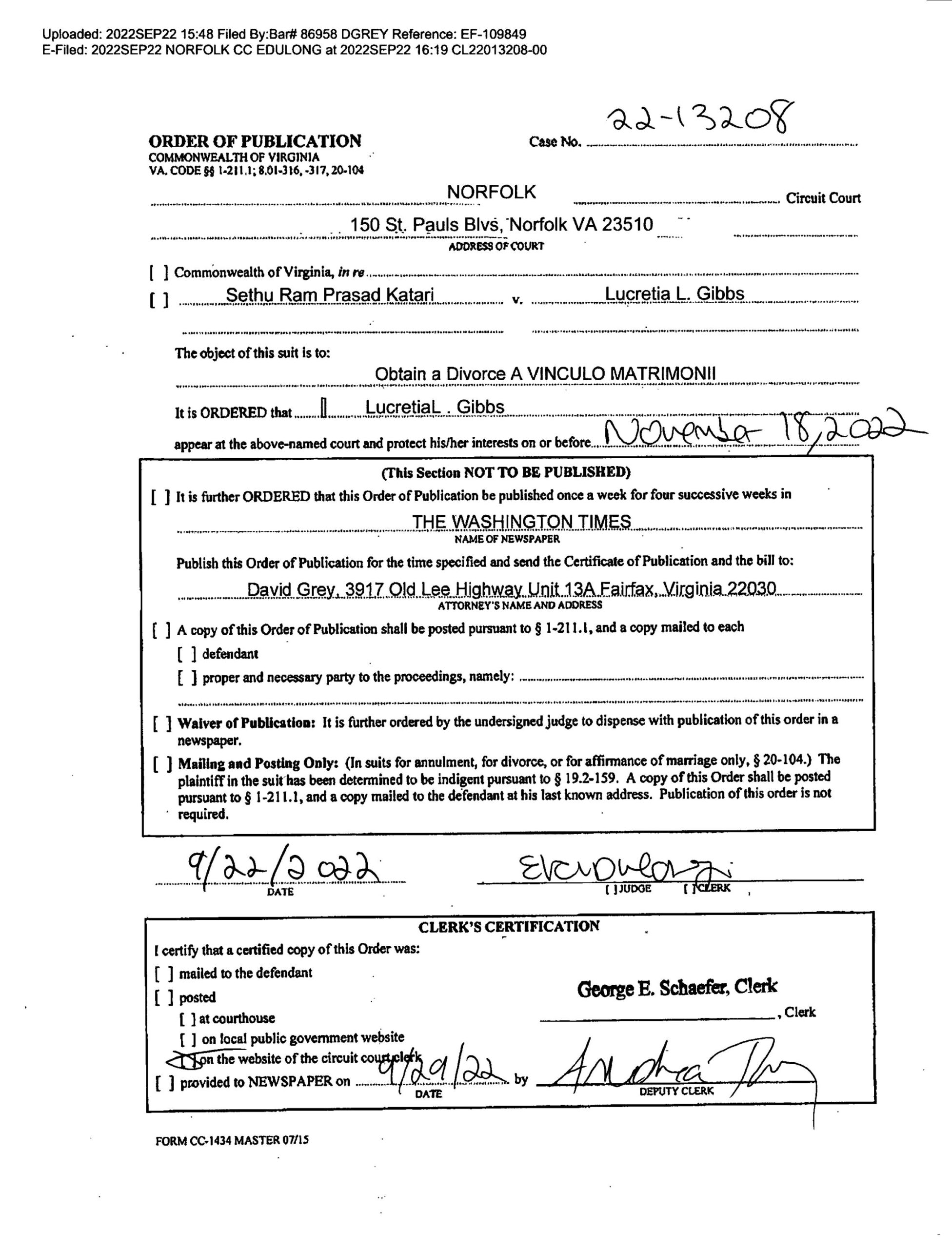 CL22-13208 ORDER OF PUBLICATION