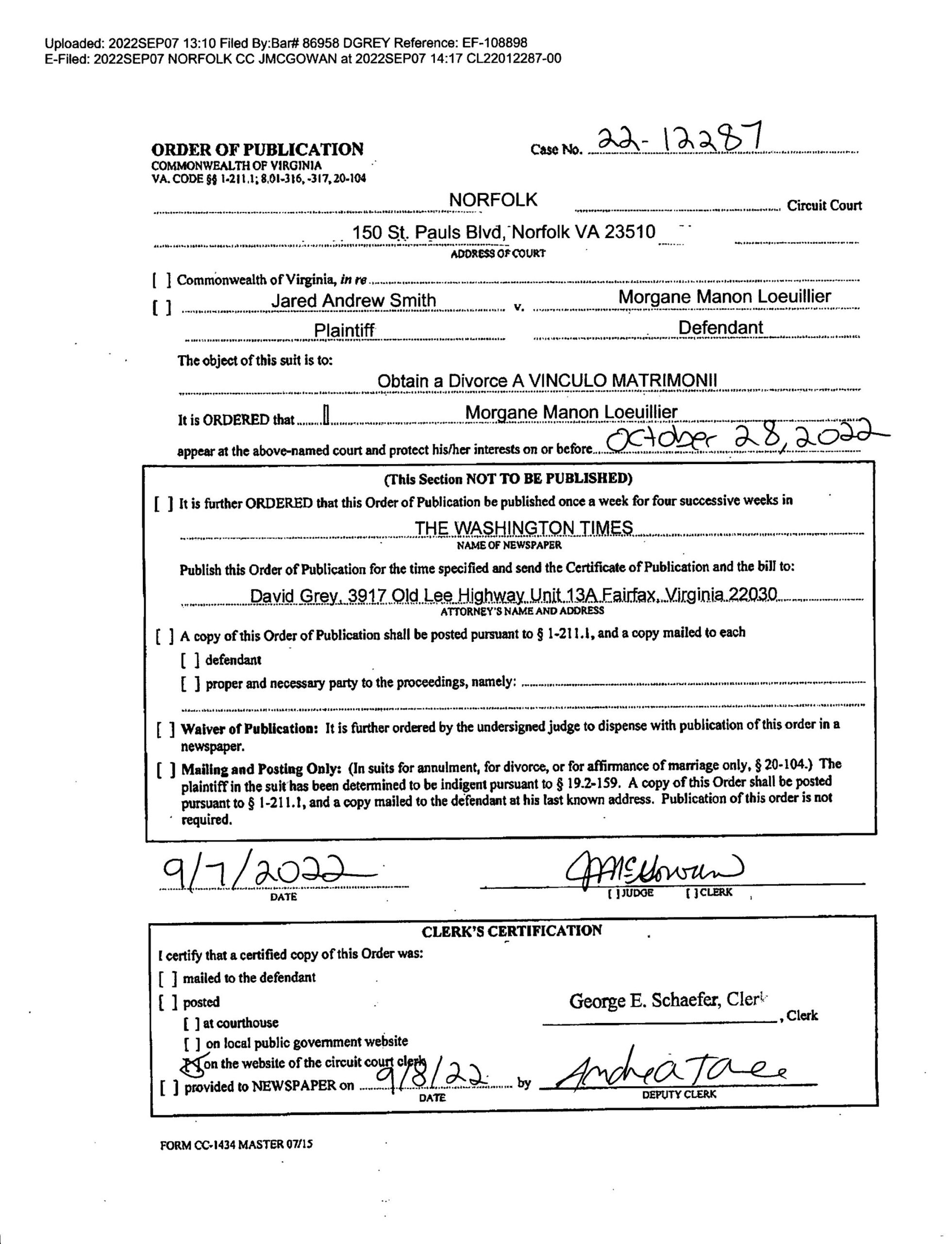 CL-12287 Order of Publication