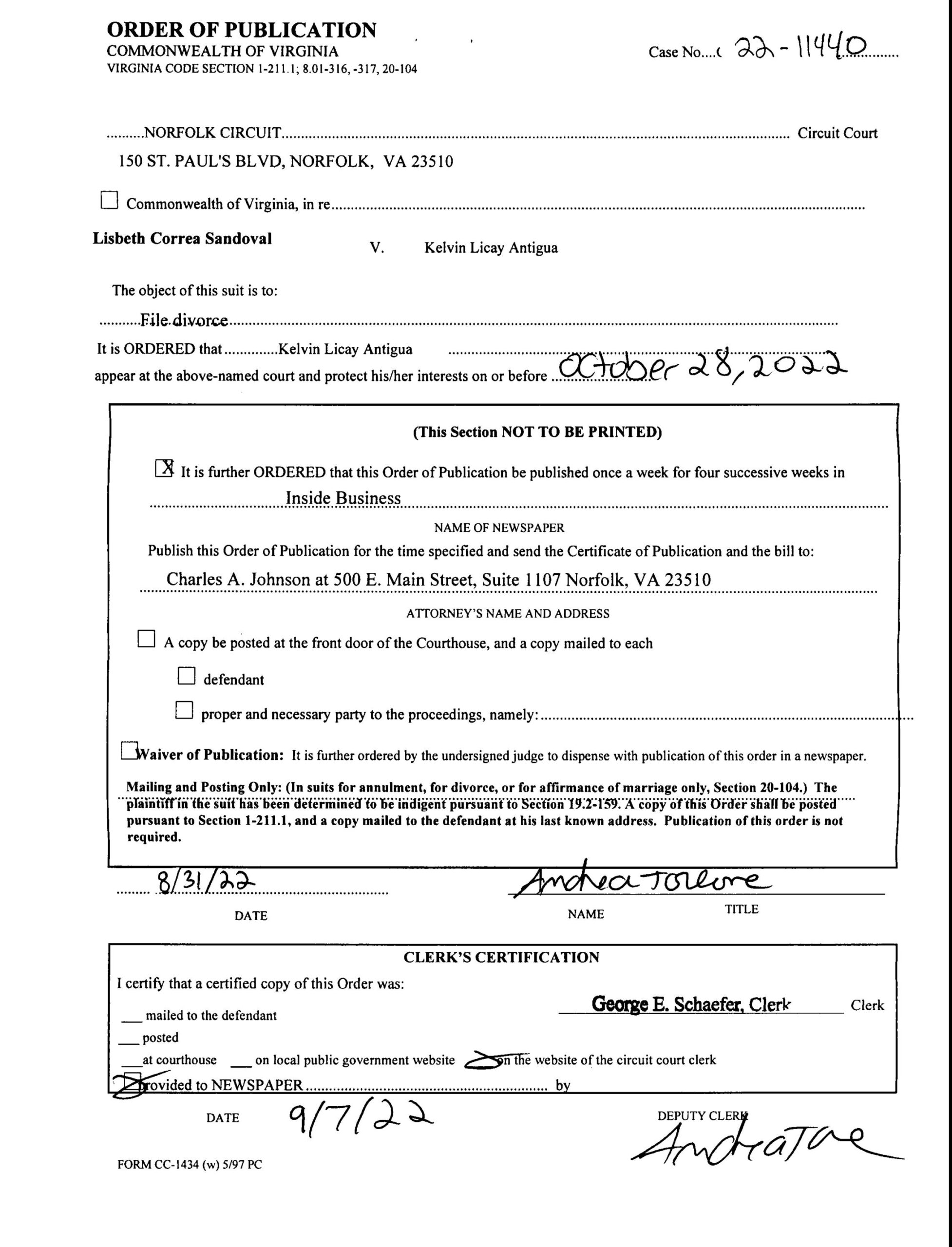 CL22-11440 Order of Publication
