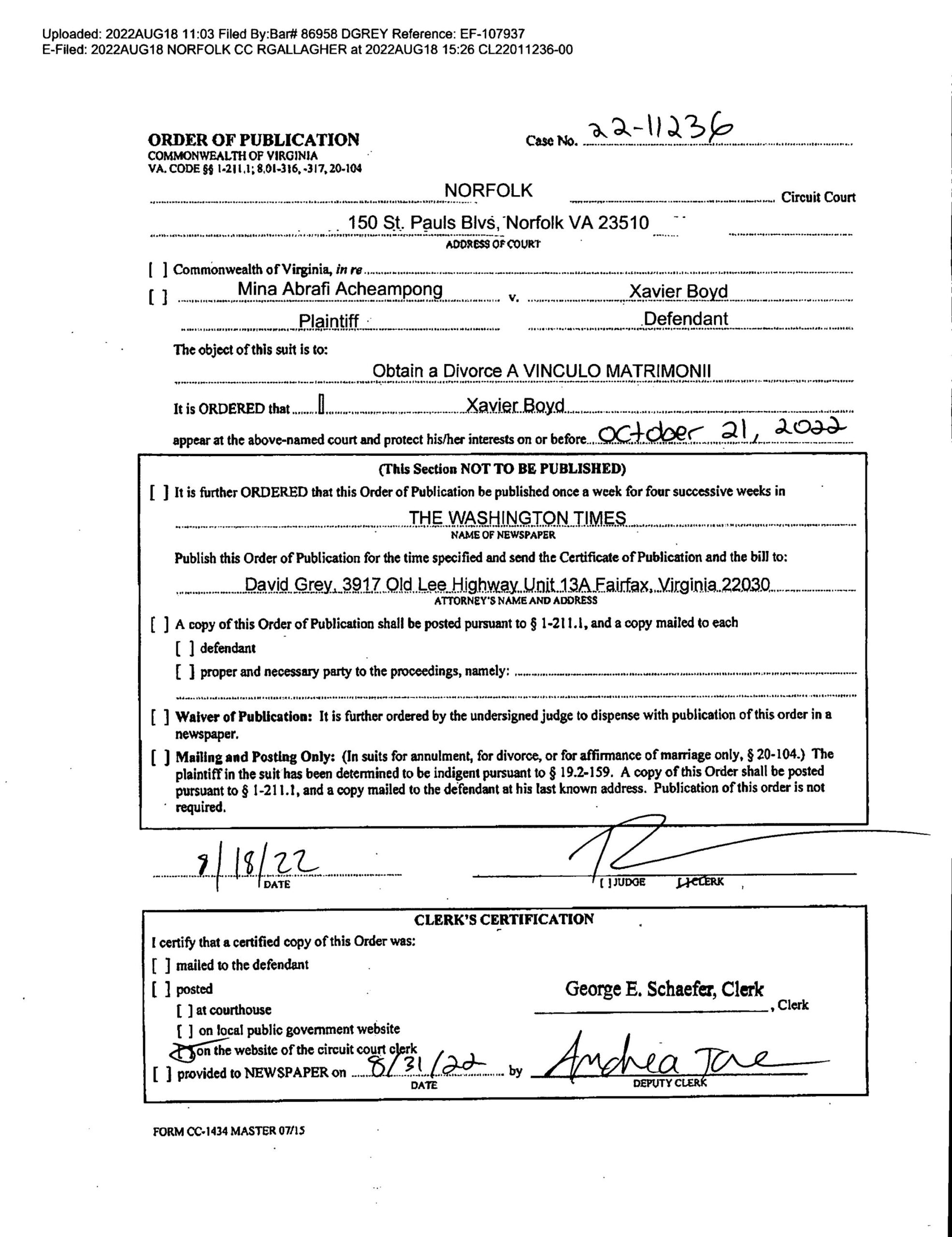 CL22-11236 ORDER OF PUBLICATION