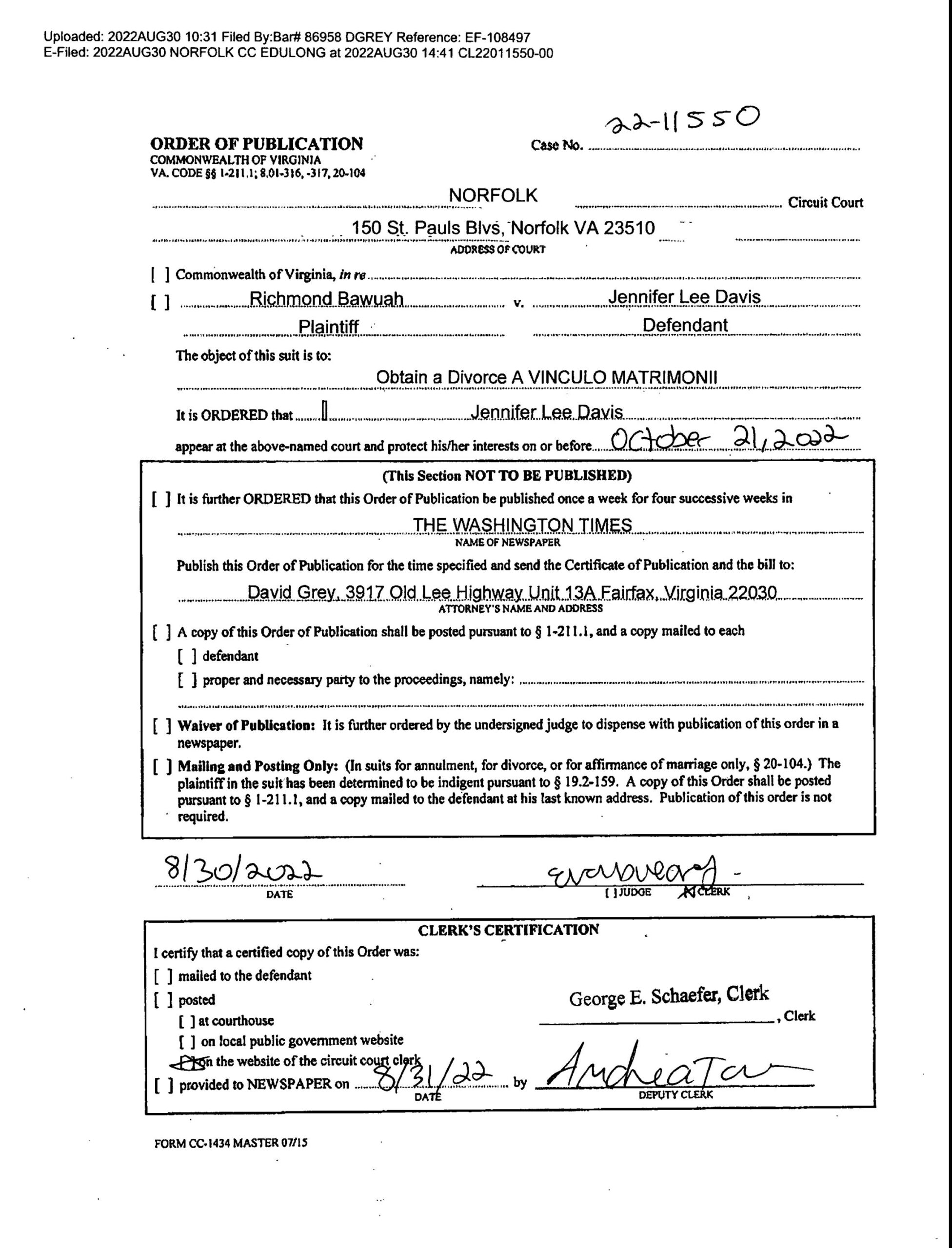 CL22-11550 Order of Publication