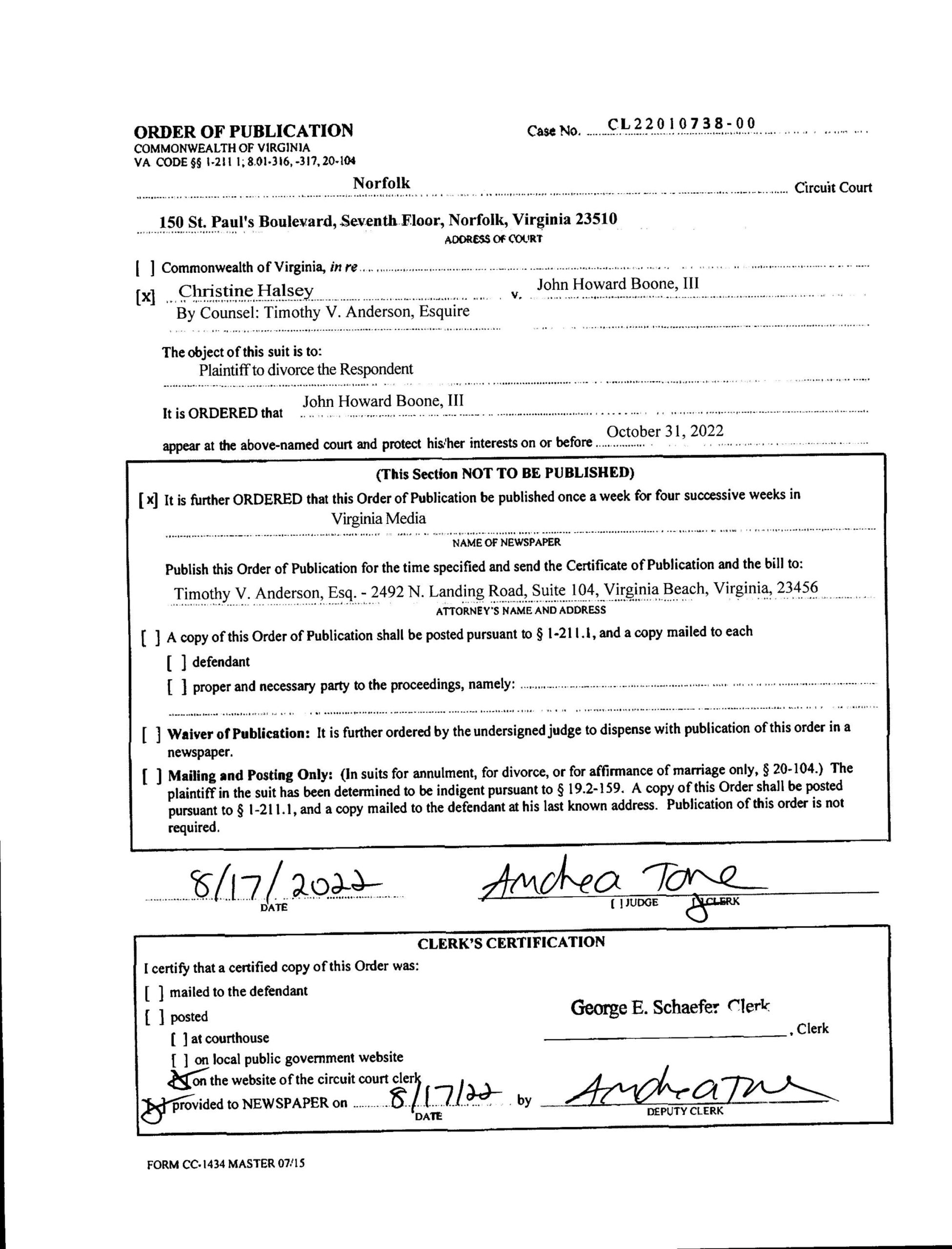 CL22-10738 Order of Publication