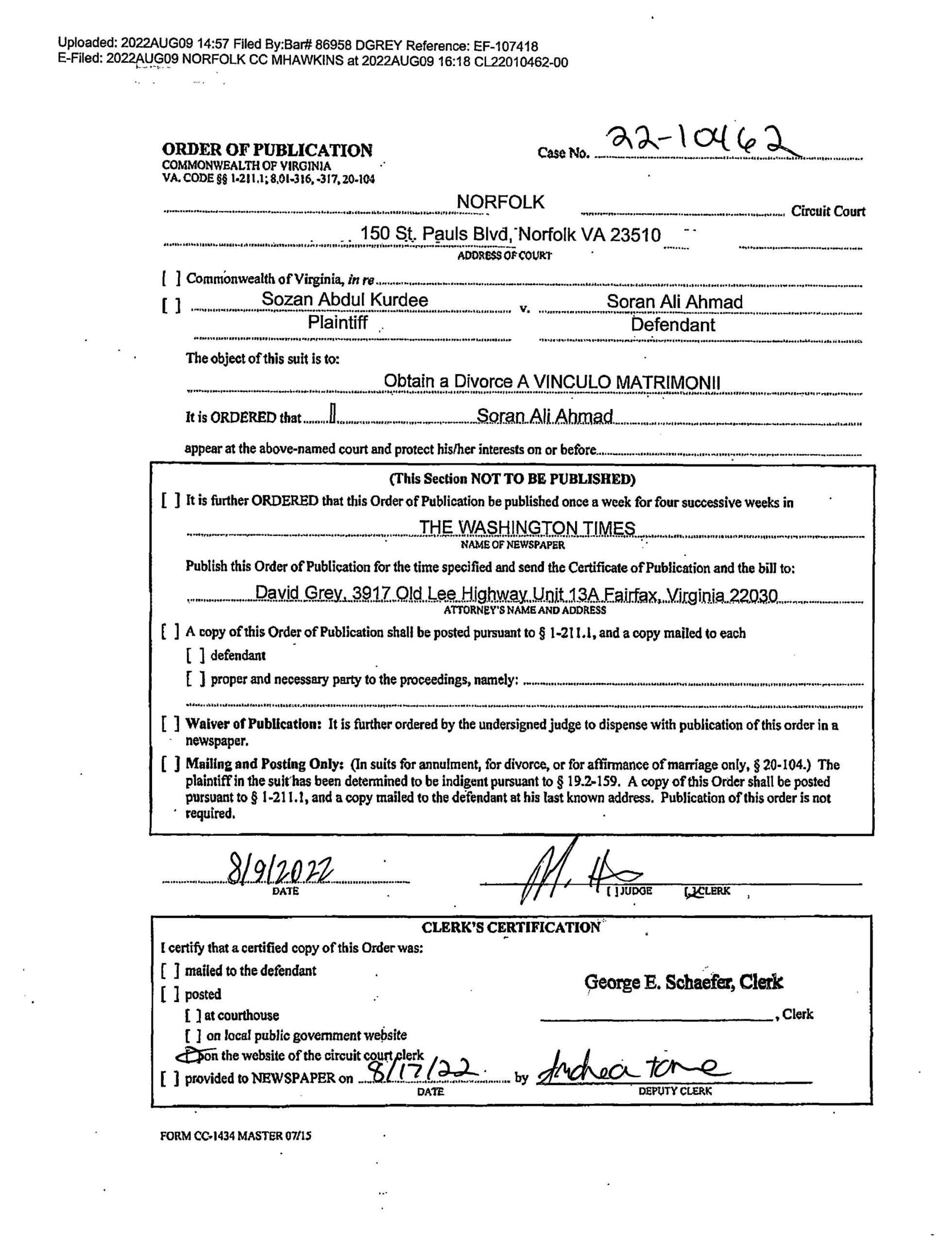 CL22-10462 Order of Publication