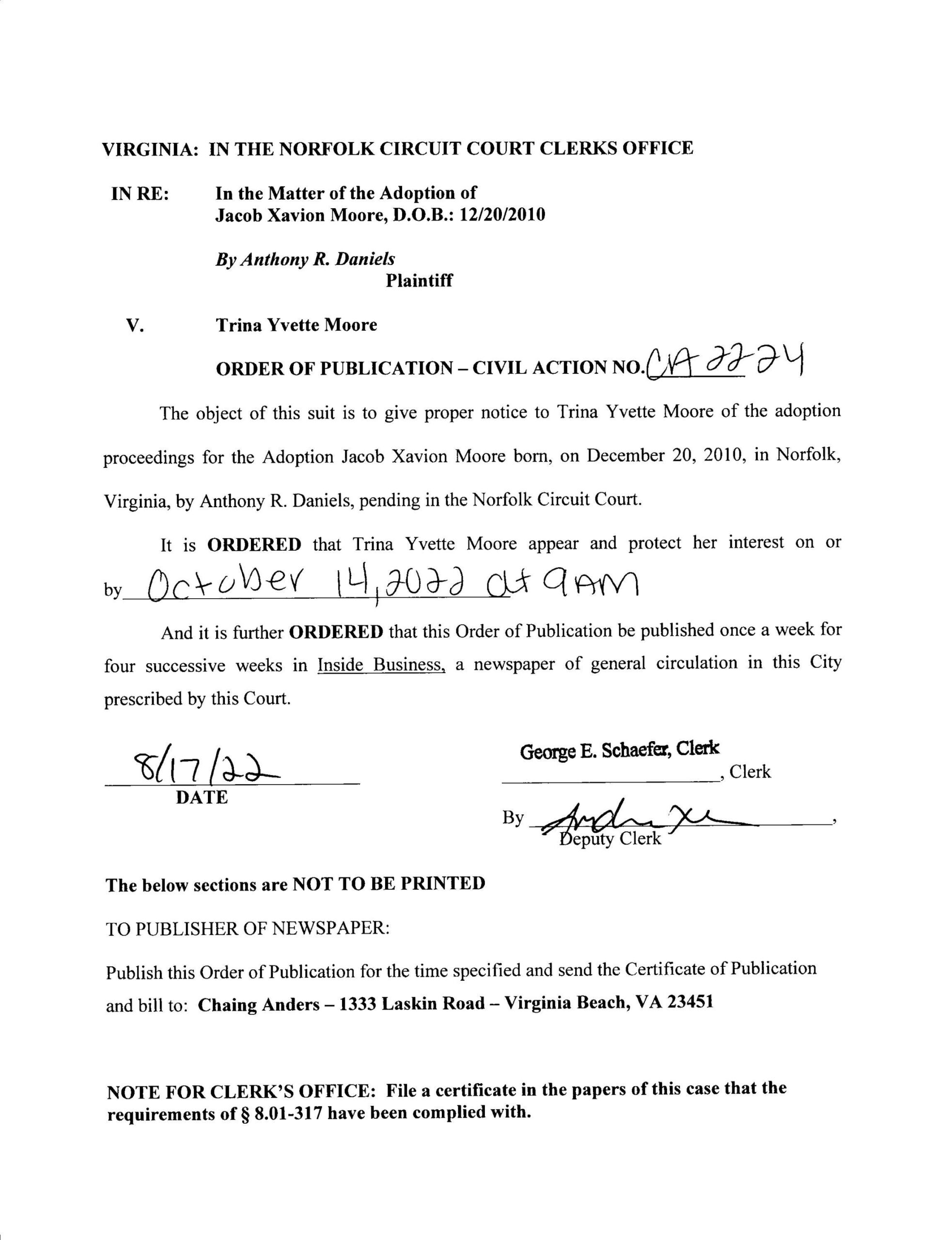 CA22-24 Order of Publication