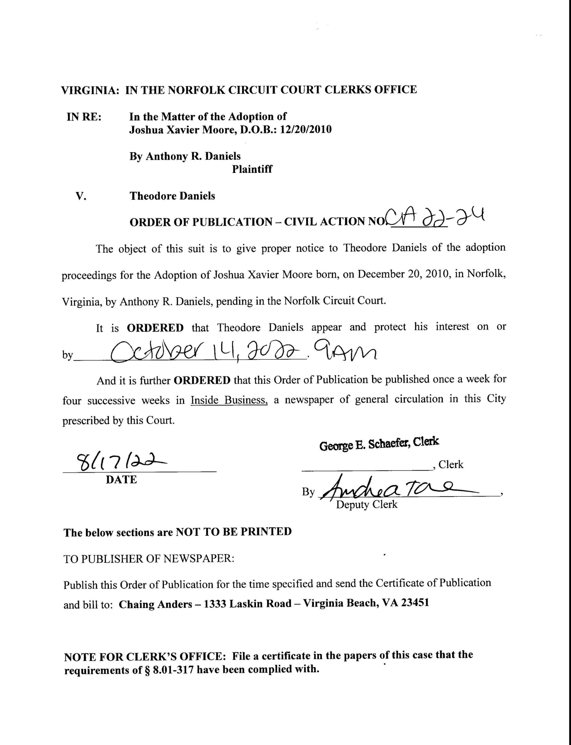 CA22-24 Order of Publication