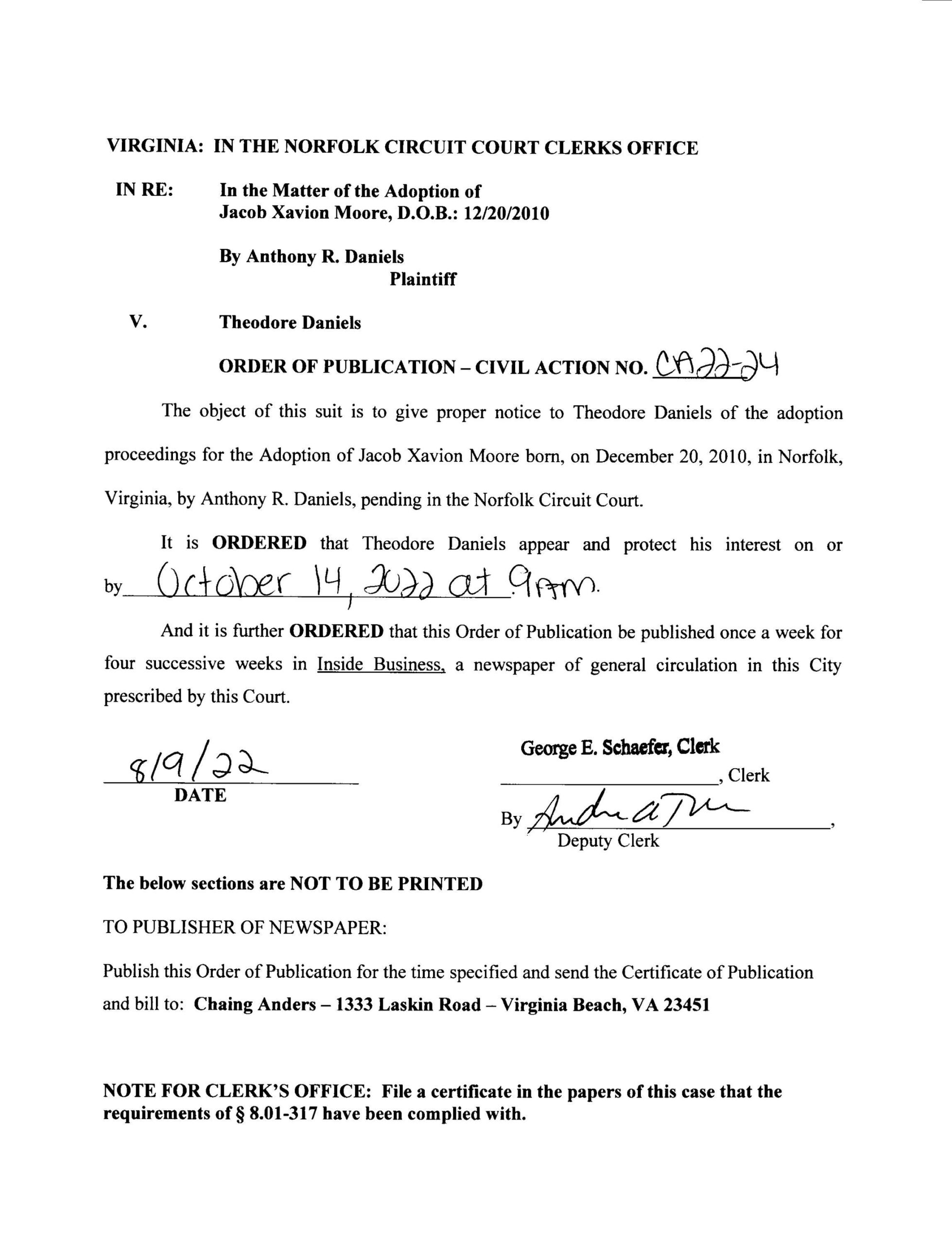 CA22-24 ORDER OF PUBLICATION