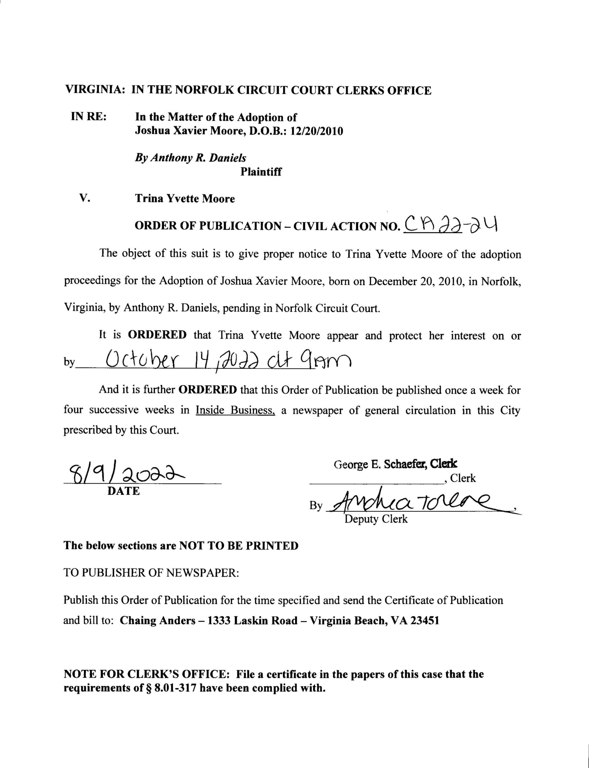 CA22-24 ORDER OF PUBLICATION