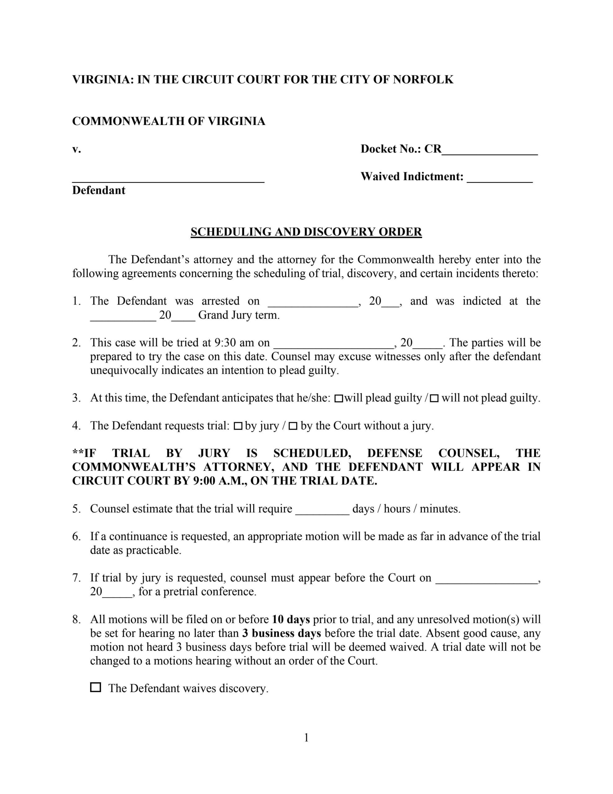 NCC Criminal Scheduling-Discovery Order (8-1-2022)