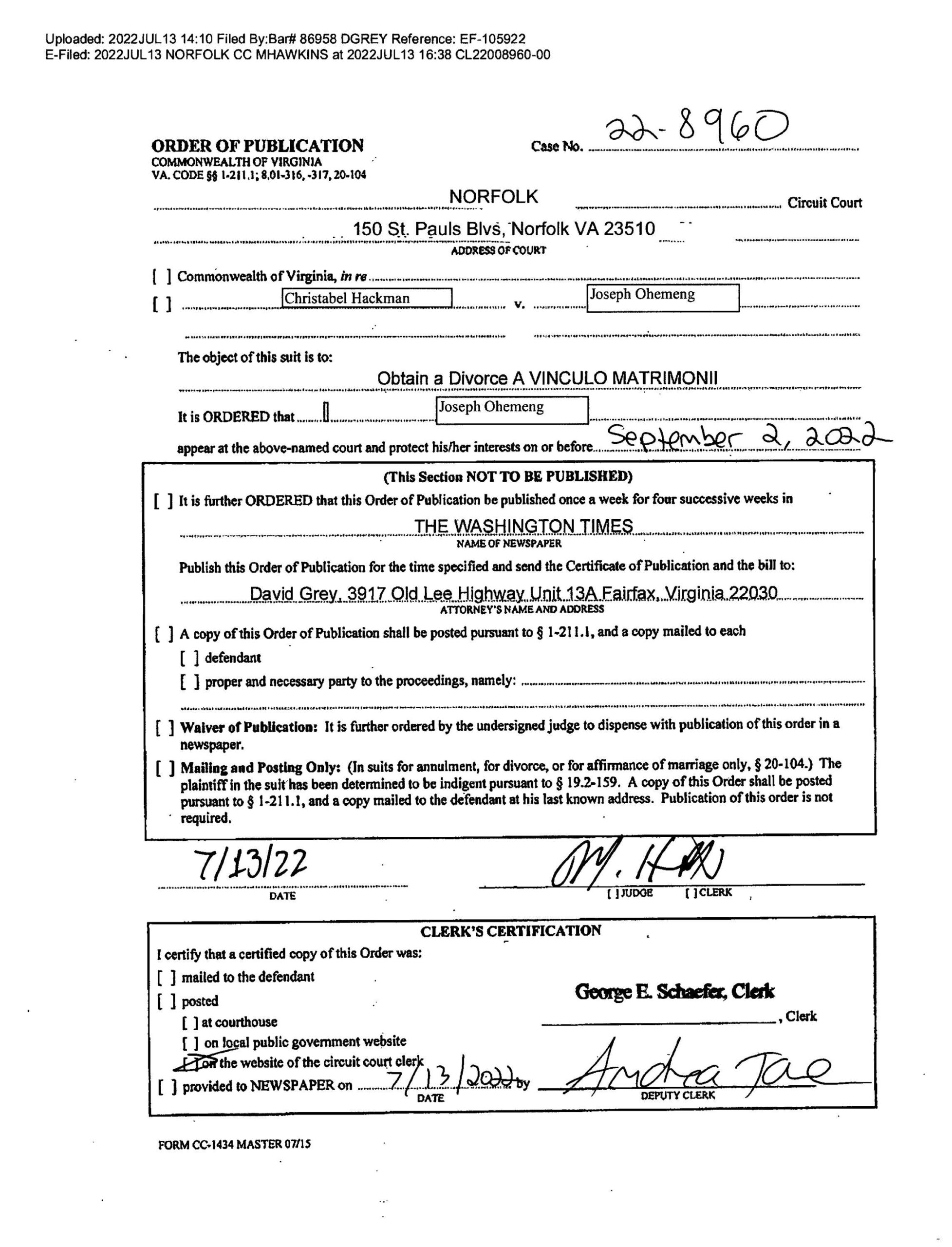 CL22-8960 Order of Publication