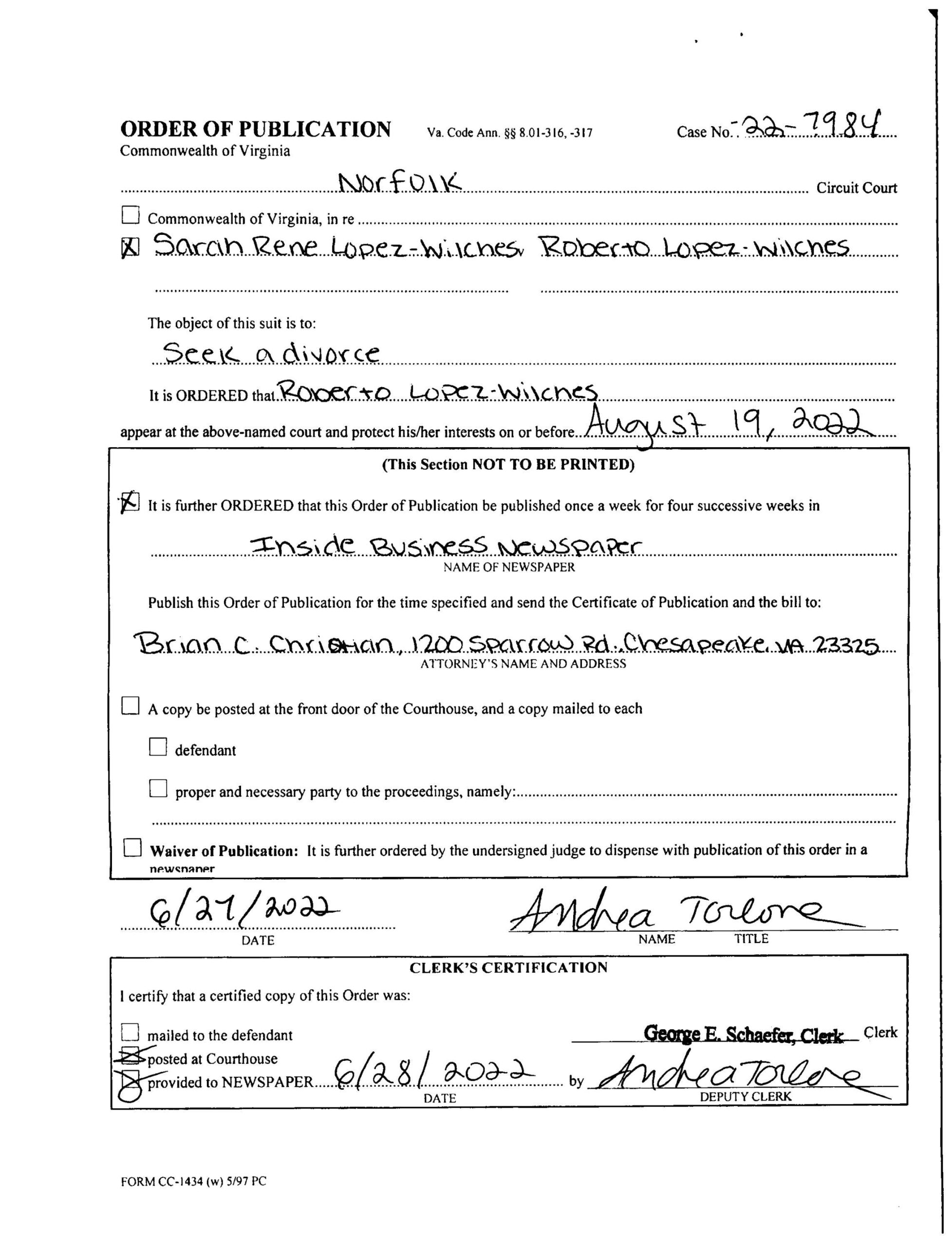 CL22-7984 Order of Publication