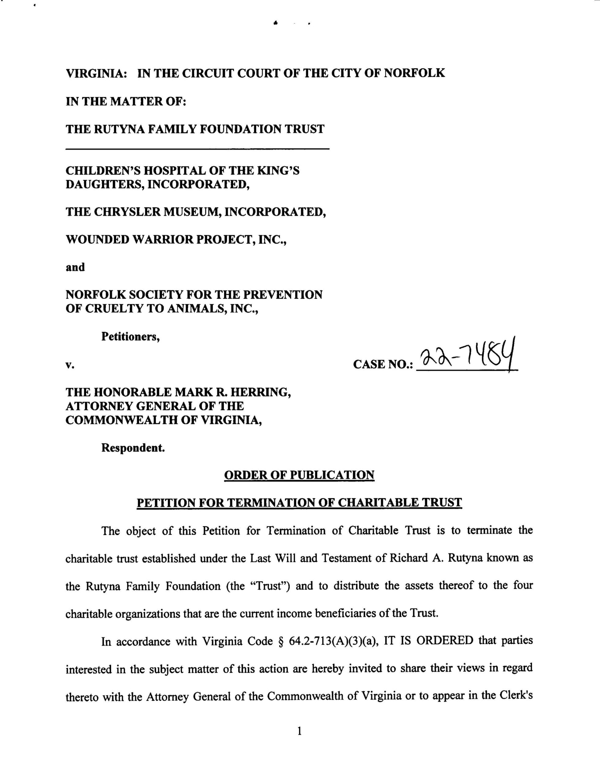 CL22-7484 Order of Publication