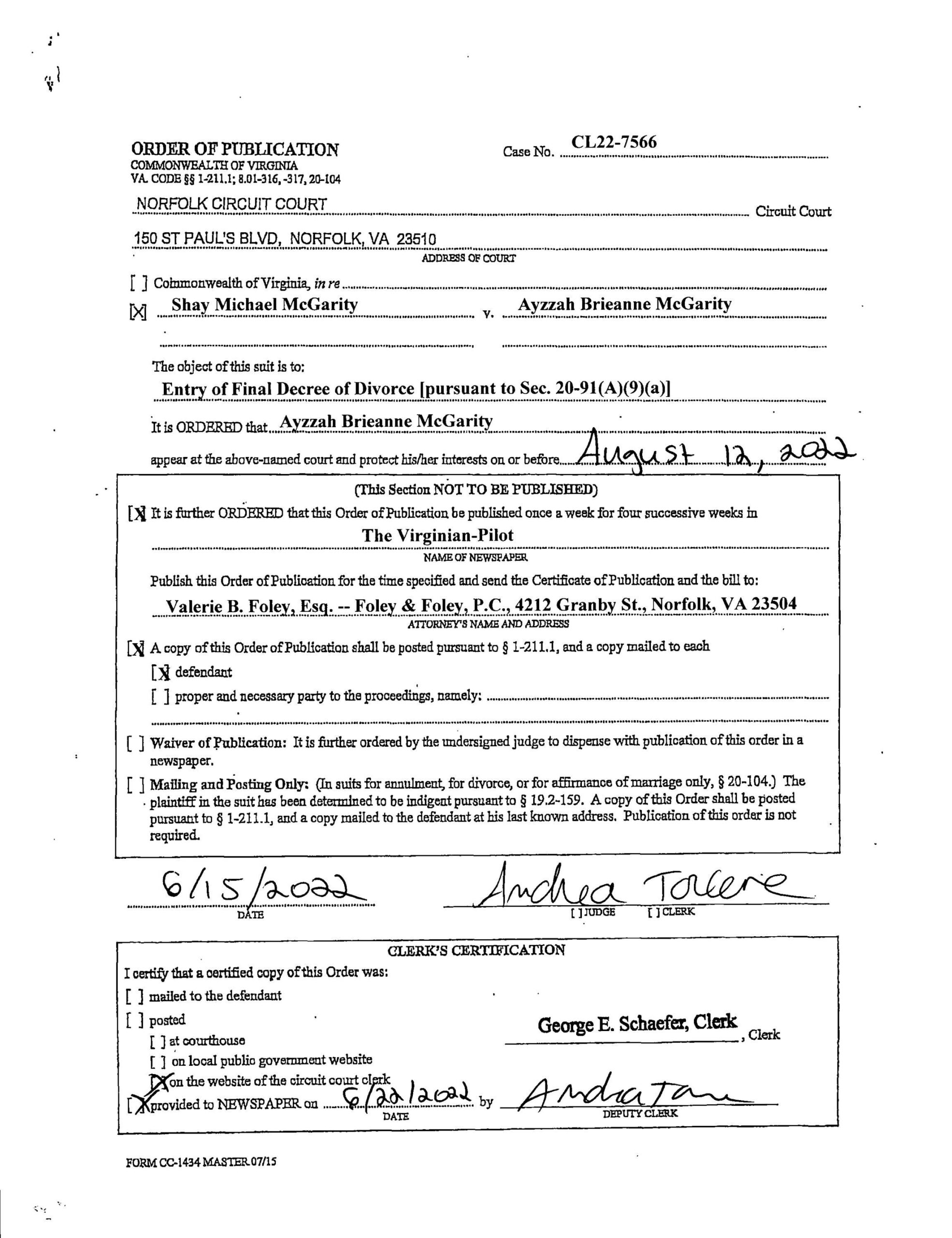 CL22-7566 Order of Publication