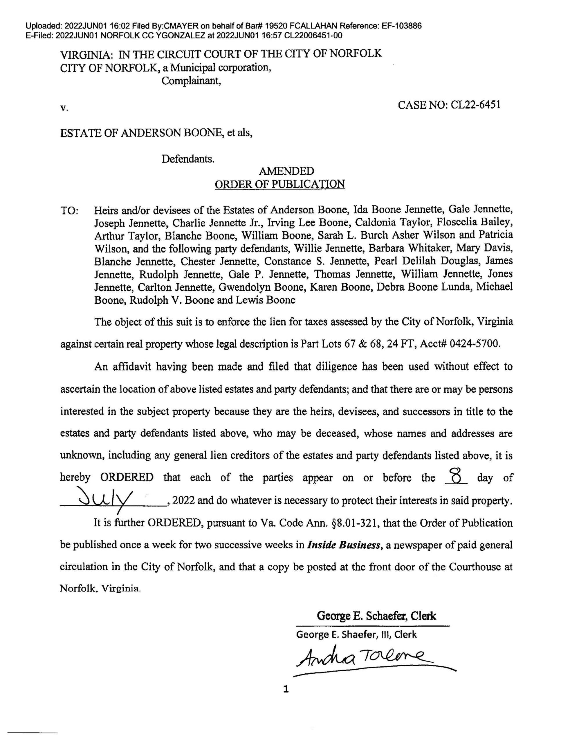 CL22-6451 Order of Publication