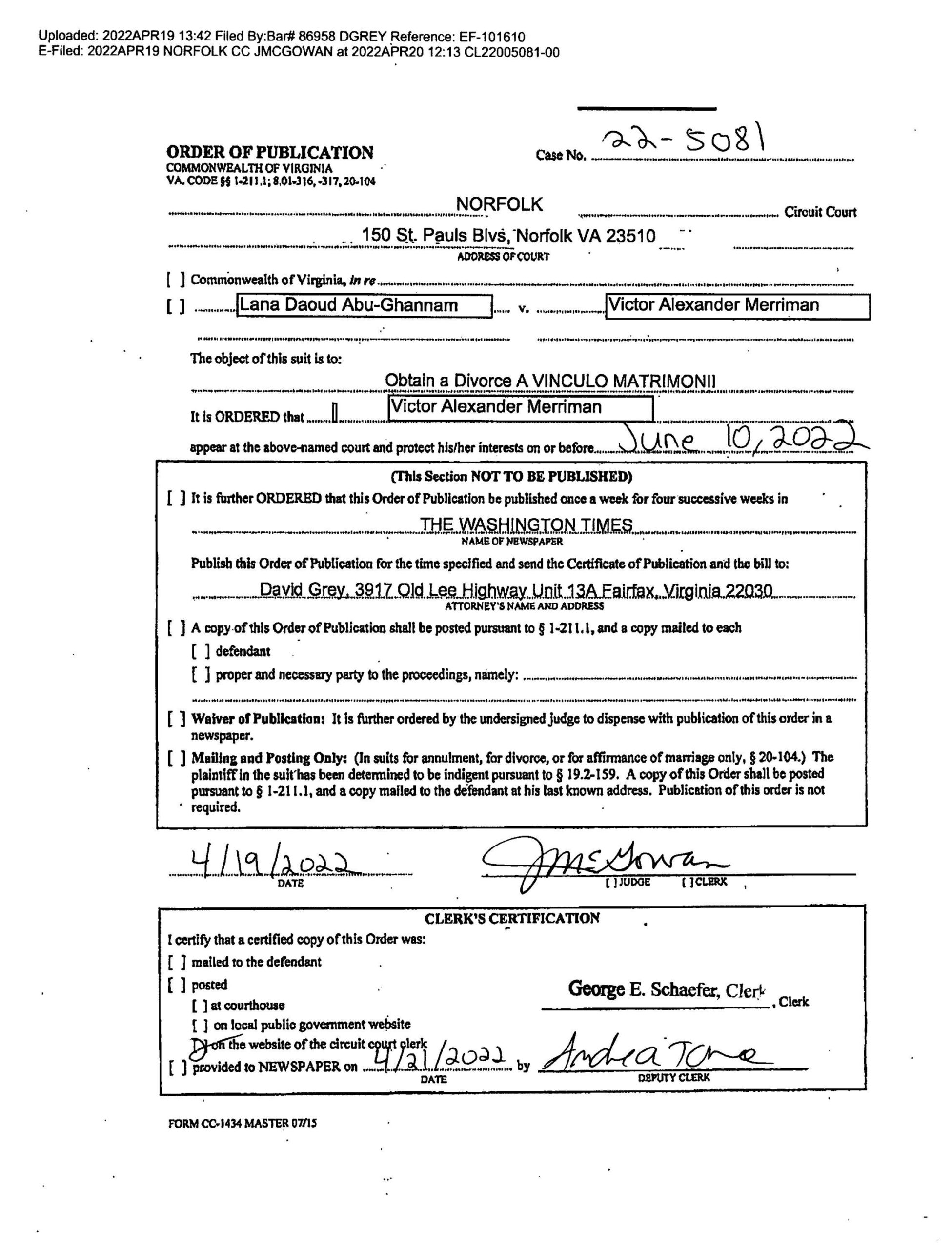 CL22-5081 Order of Publication