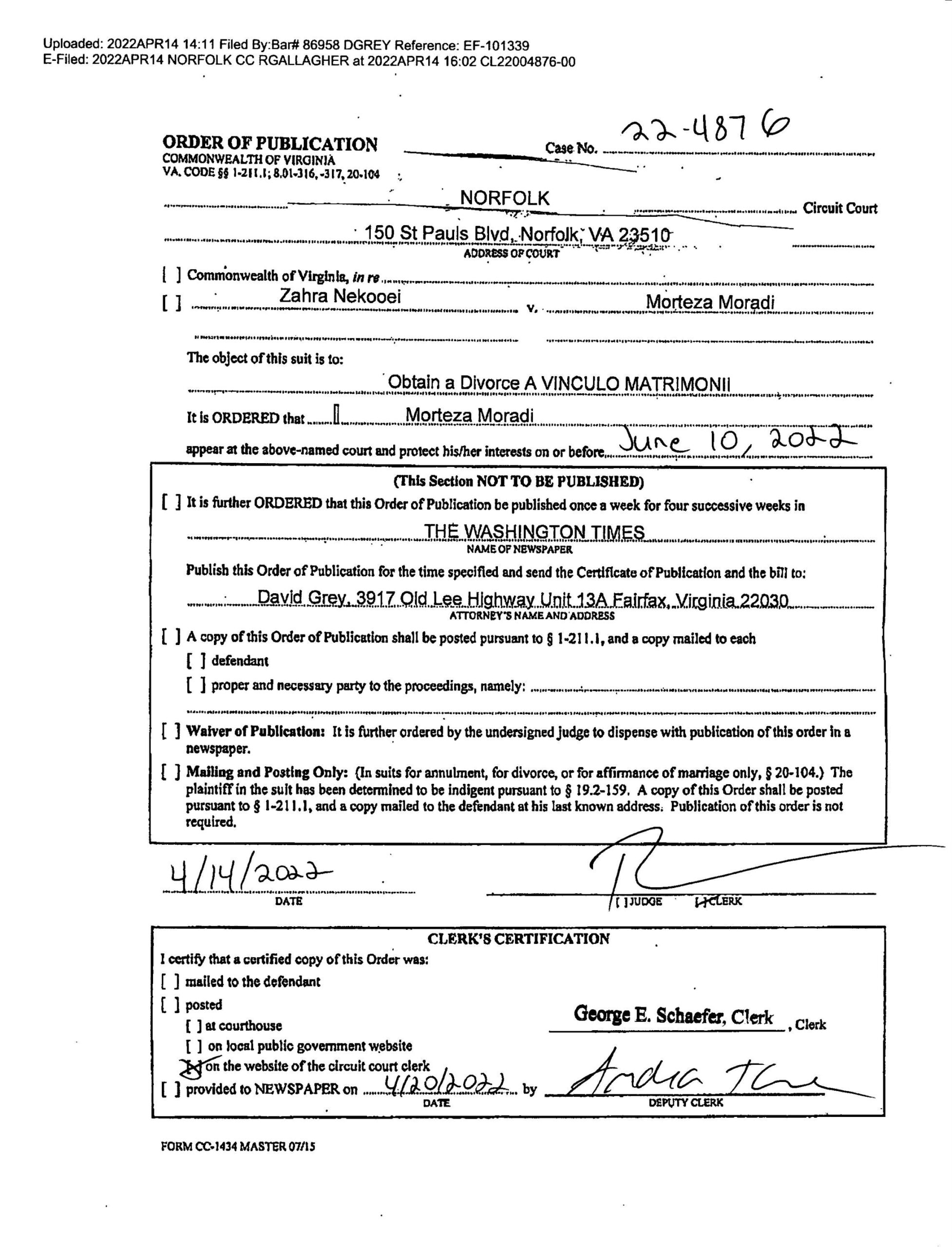 CL22-4876 Order of Publication