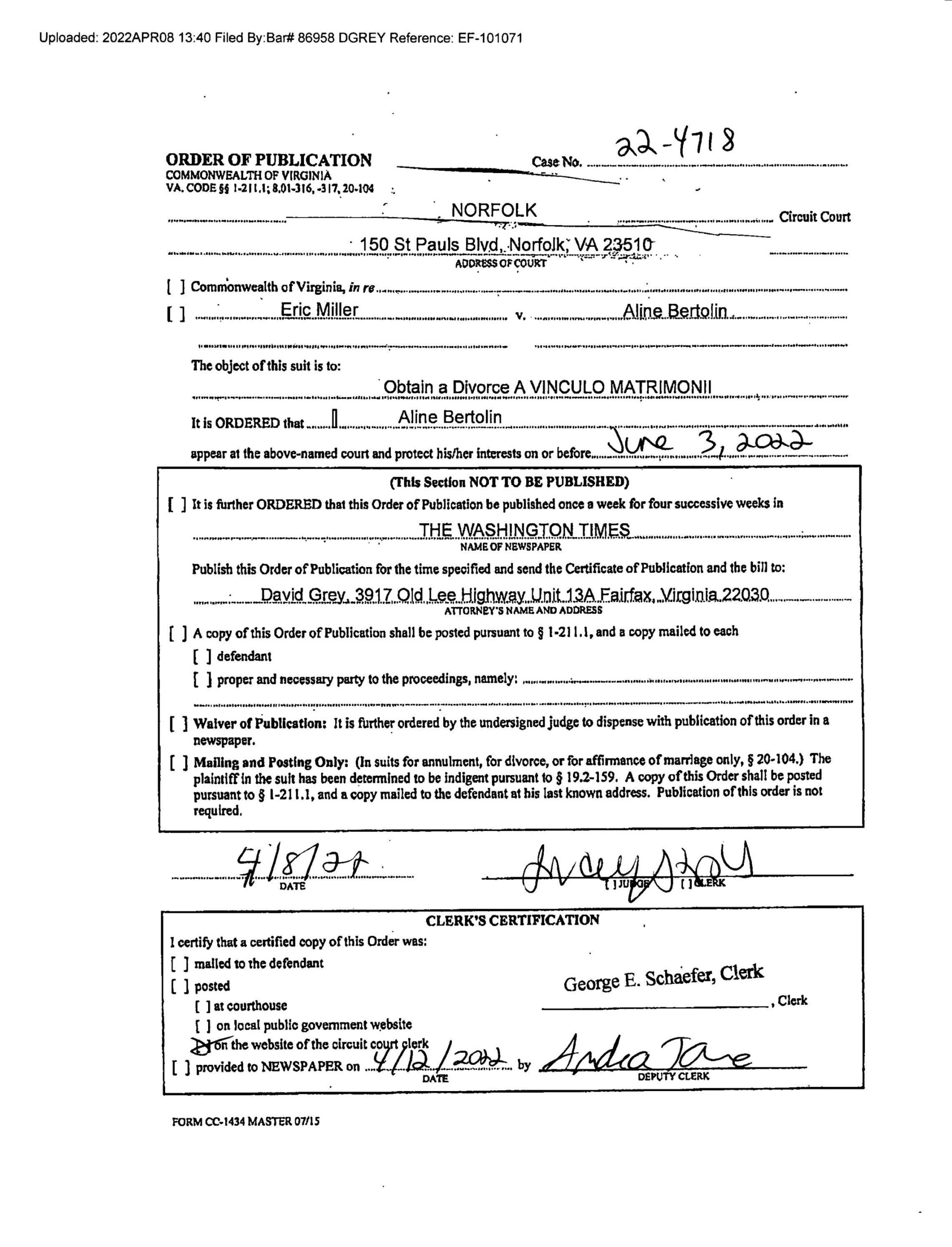 CL22-4718 Order of Publication